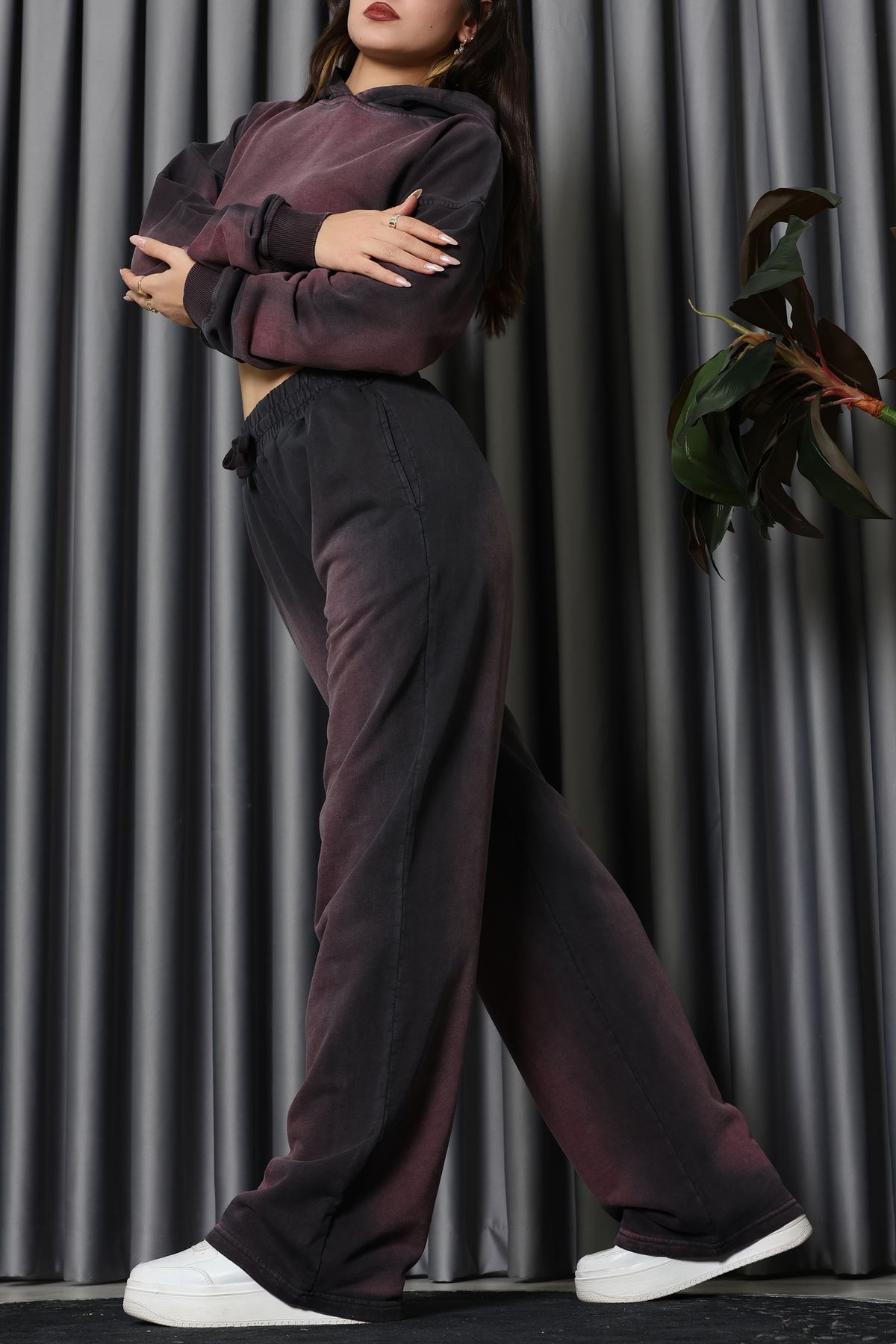 Yıkamalı Eşofman Takımı Mürdüm - 0085.1995.