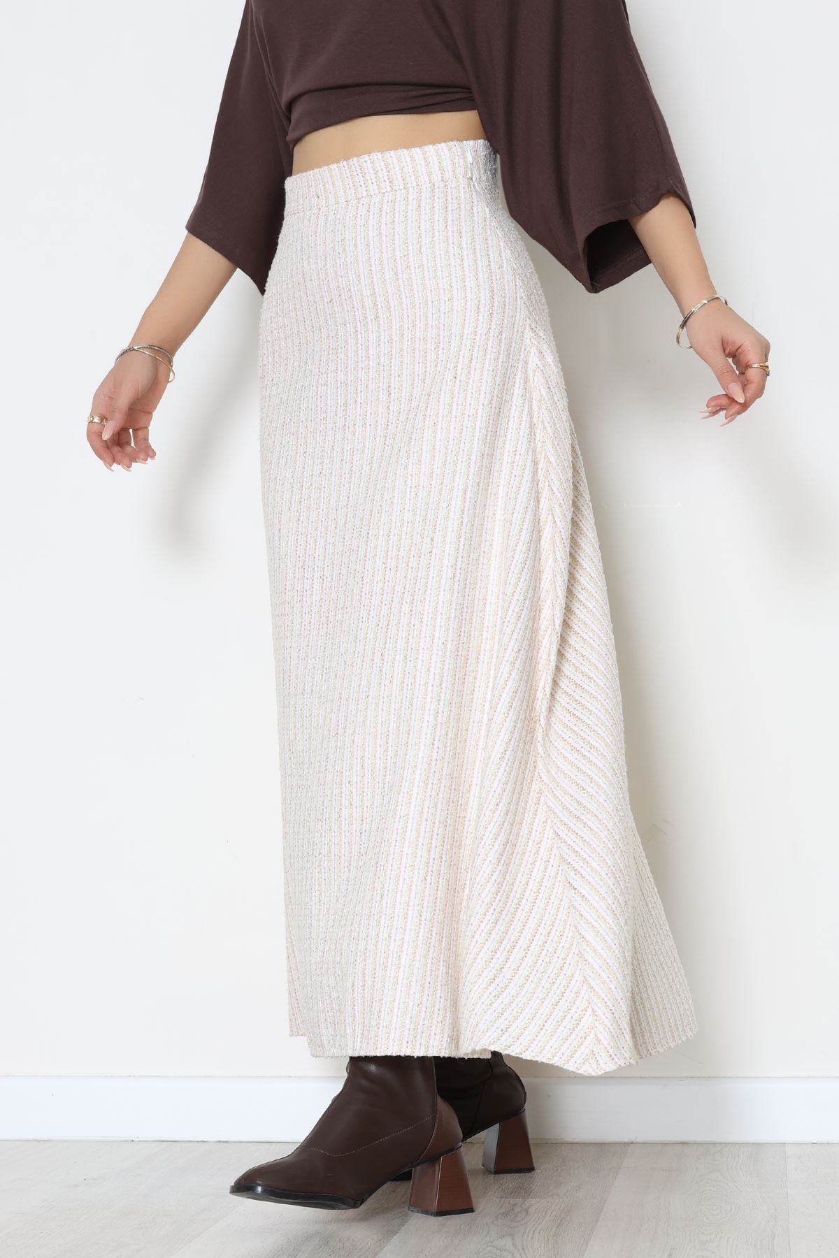 Çizgili Çan Etek Pembe - 60627.2126.