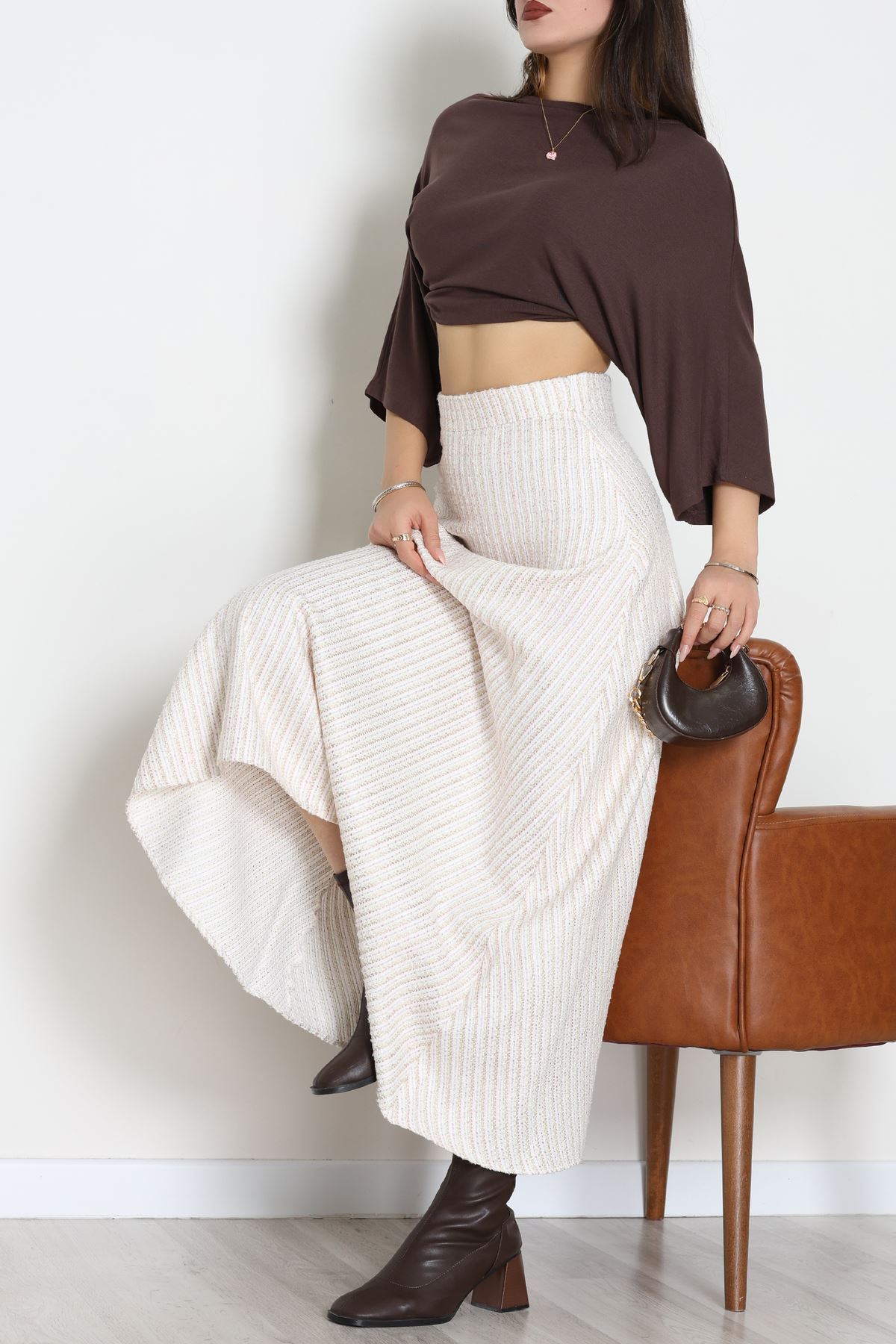 Çizgili Çan Etek Pembe - 60627.2126.