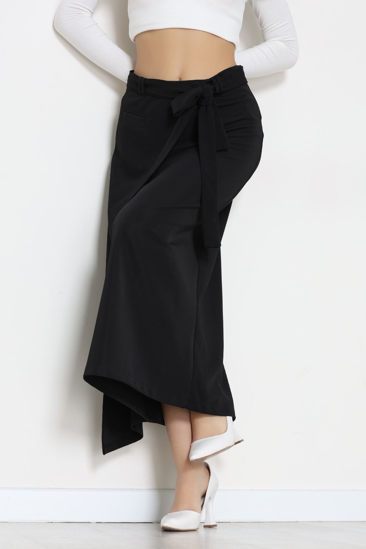 Ottoman Kuşaklı Etek Siyah - 60623.2126.