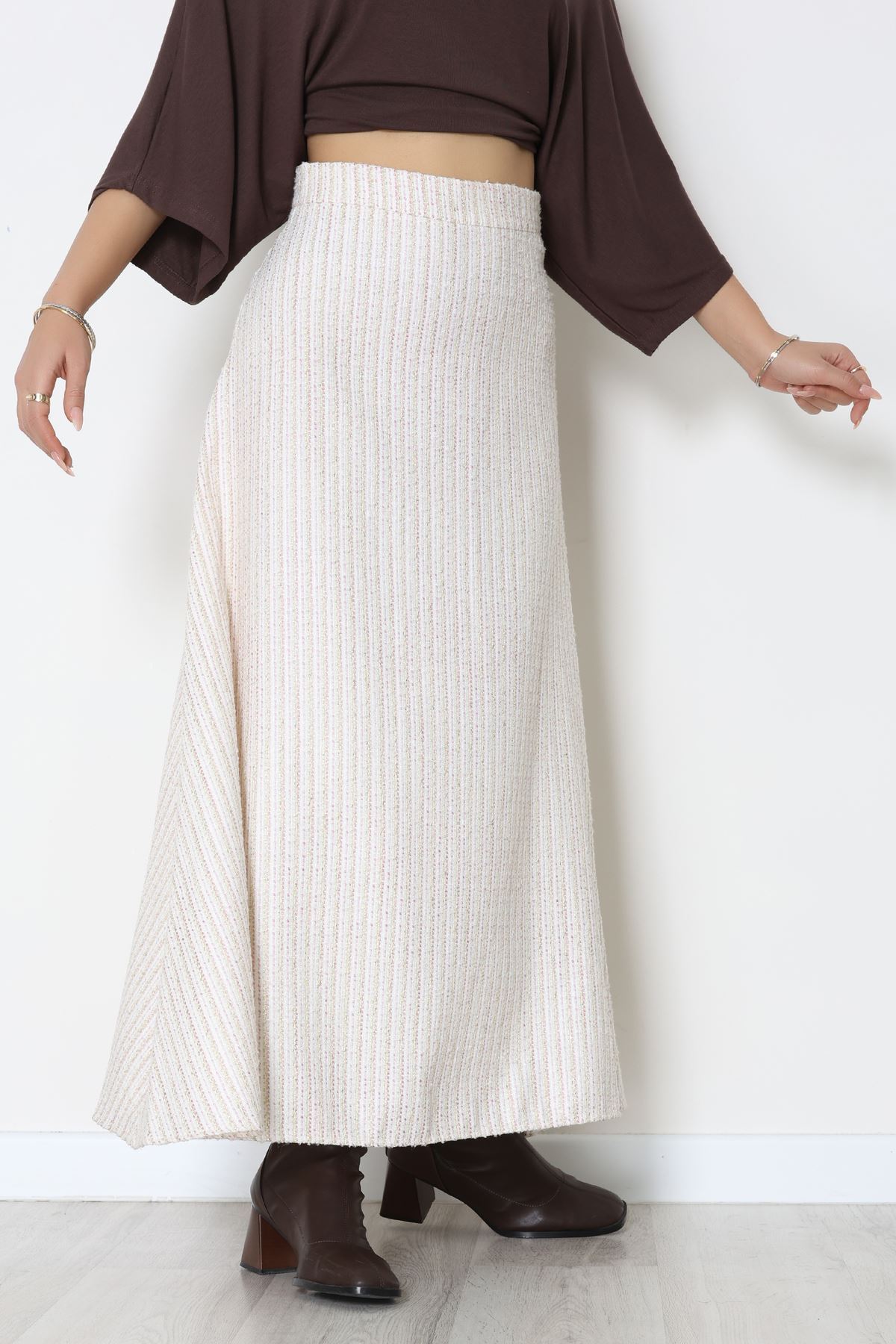 Çizgili Çan Etek Pembe - 60627.2126.