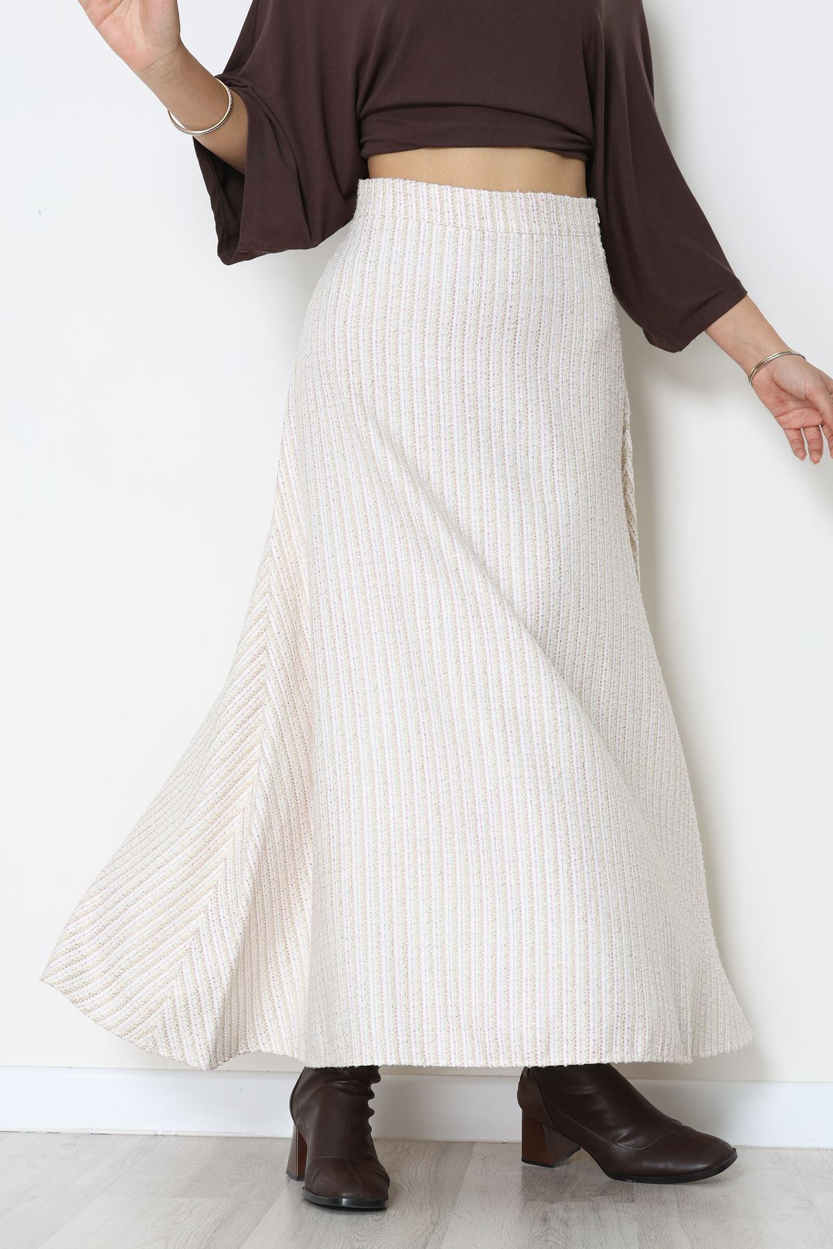 Çizgili Çan Etek Pembe - 60627.2126.