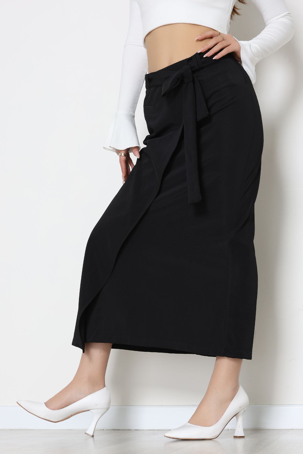 Ottoman Kuşaklı Etek Siyah - 60623.2126.