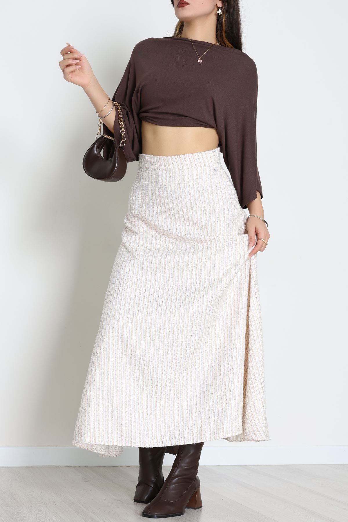 Çizgili Çan Etek Pembe - 60627.2126.