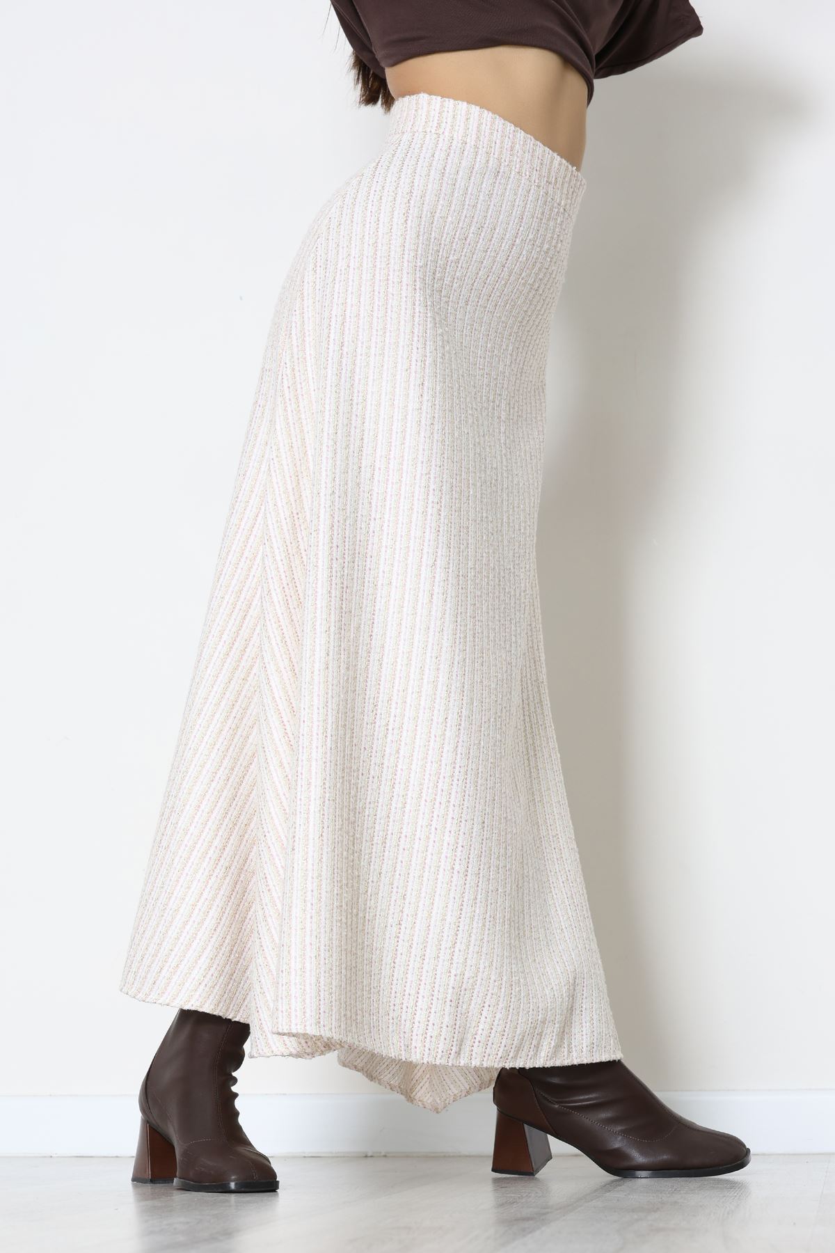 Çizgili Çan Etek Pembe - 60627.2126.