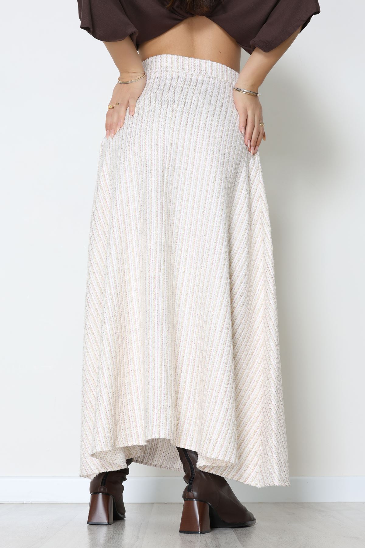 Çizgili Çan Etek Pembe - 60627.2126.