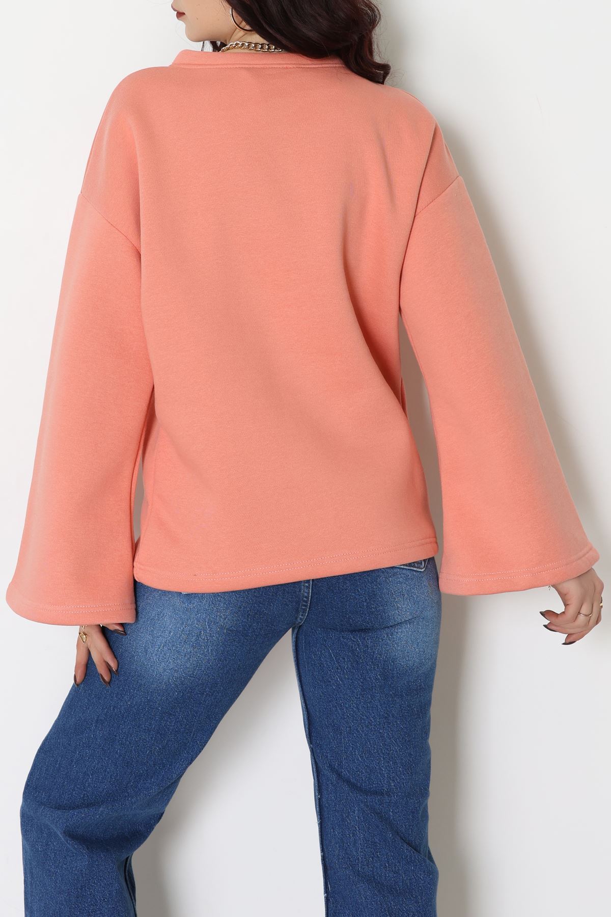 3 İplik Şardonlu İspanyol Kol Sweat Somon - 42606.1878.