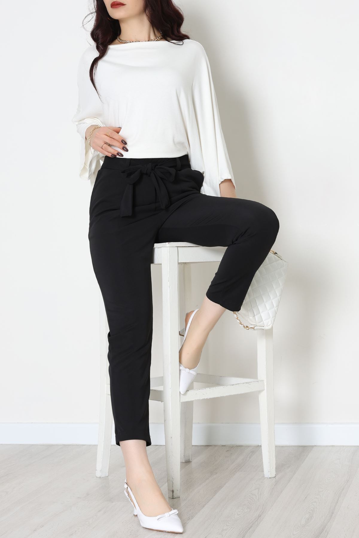 Ottoman Kuşaklı Pantolon Siyah - 1824.2126.