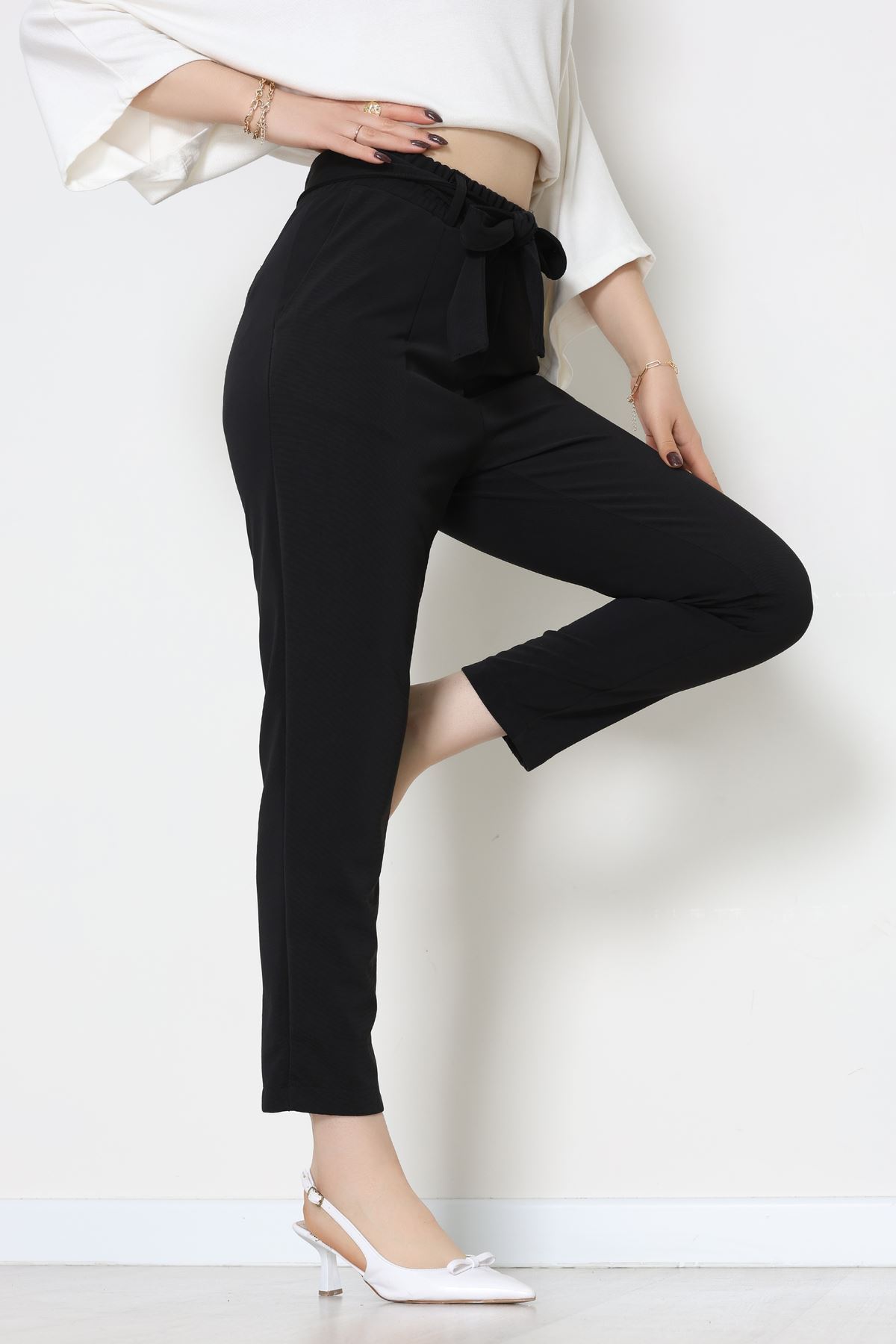 Ottoman Kuşaklı Pantolon Siyah - 1824.2126.