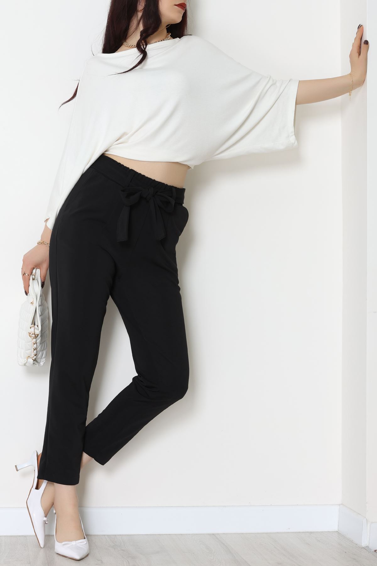 Ottoman Kuşaklı Pantolon Siyah - 1824.2126.