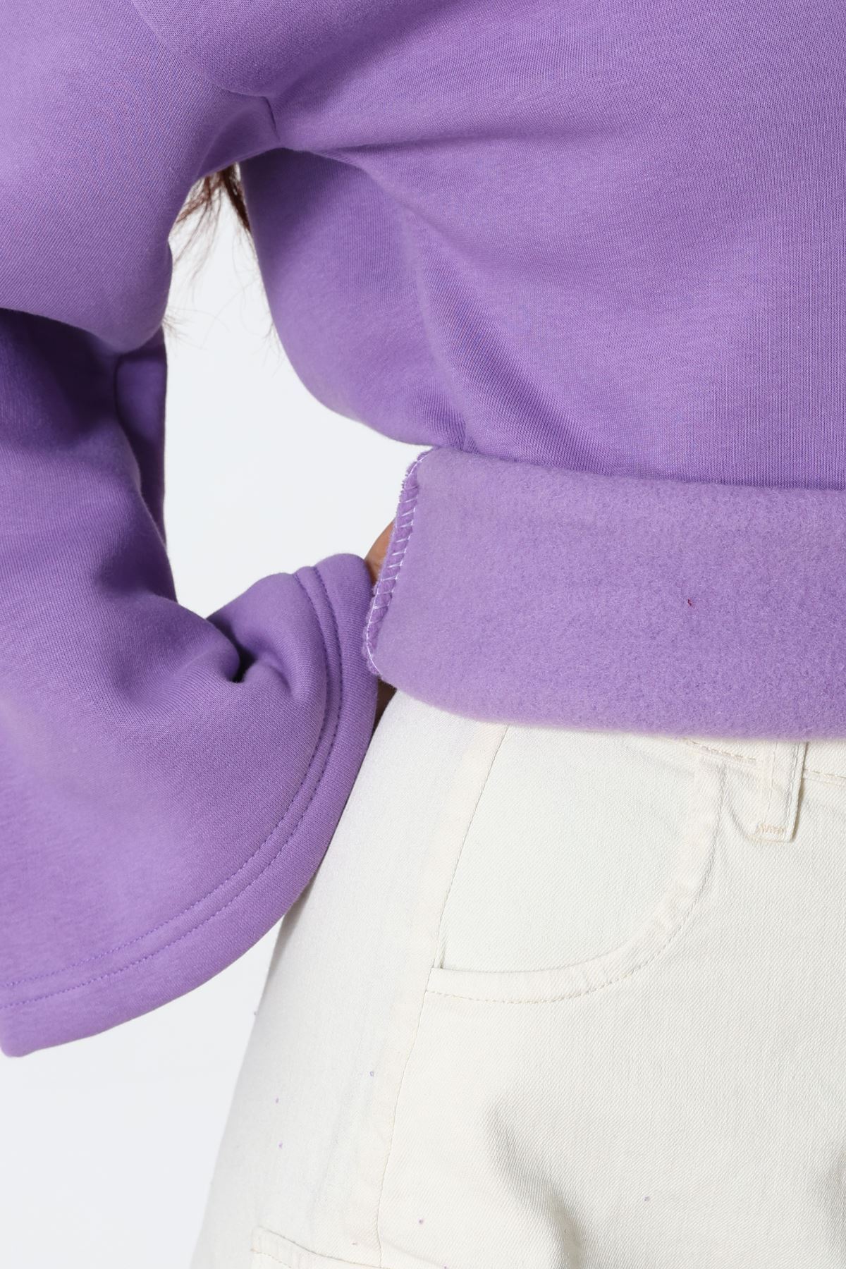 3 İplik Şardonlu İspanyol Kol Sweat Koyulila - 42606.1878.