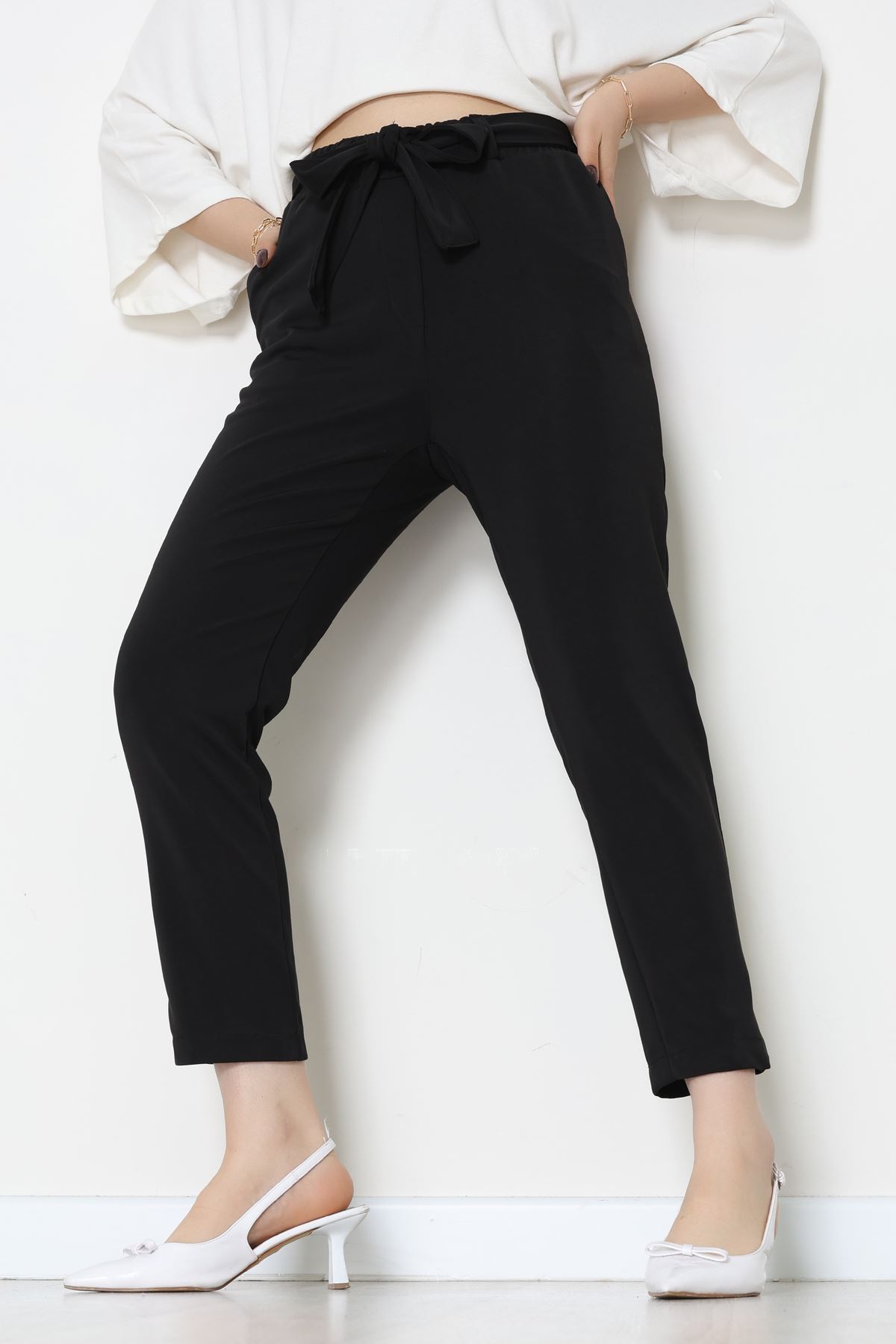 Ottoman Kuşaklı Pantolon Siyah - 1824.2126.