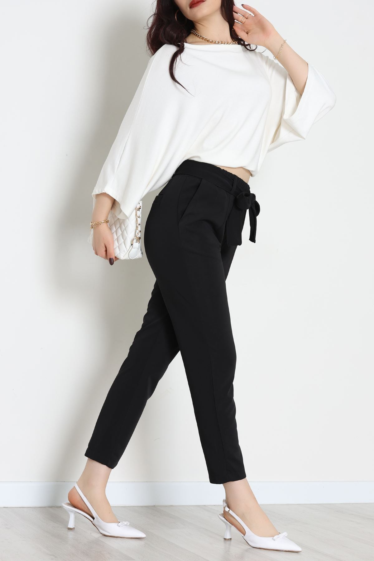 Ottoman Kuşaklı Pantolon Siyah - 1824.2126.