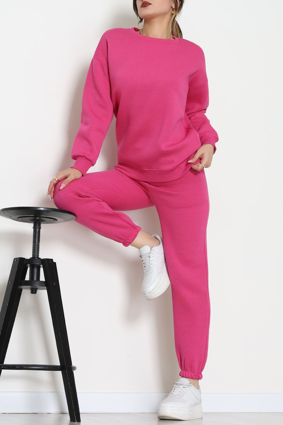 3 İplik Bisiklet Yaka Eşofman Takımı Fuşya - 20779.1878.