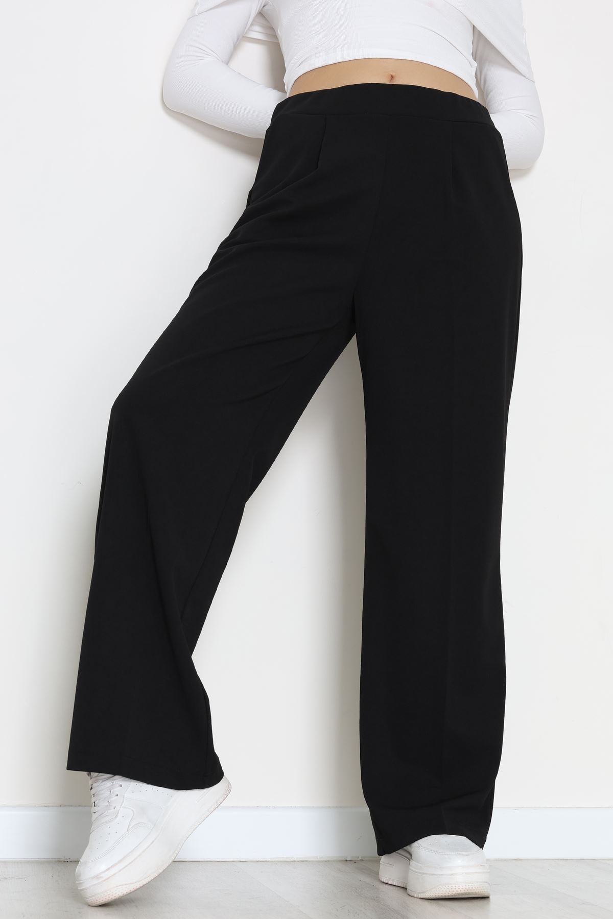 İthal Scuba Krep Lastikli Pantolon Siyah - 51234.1397.