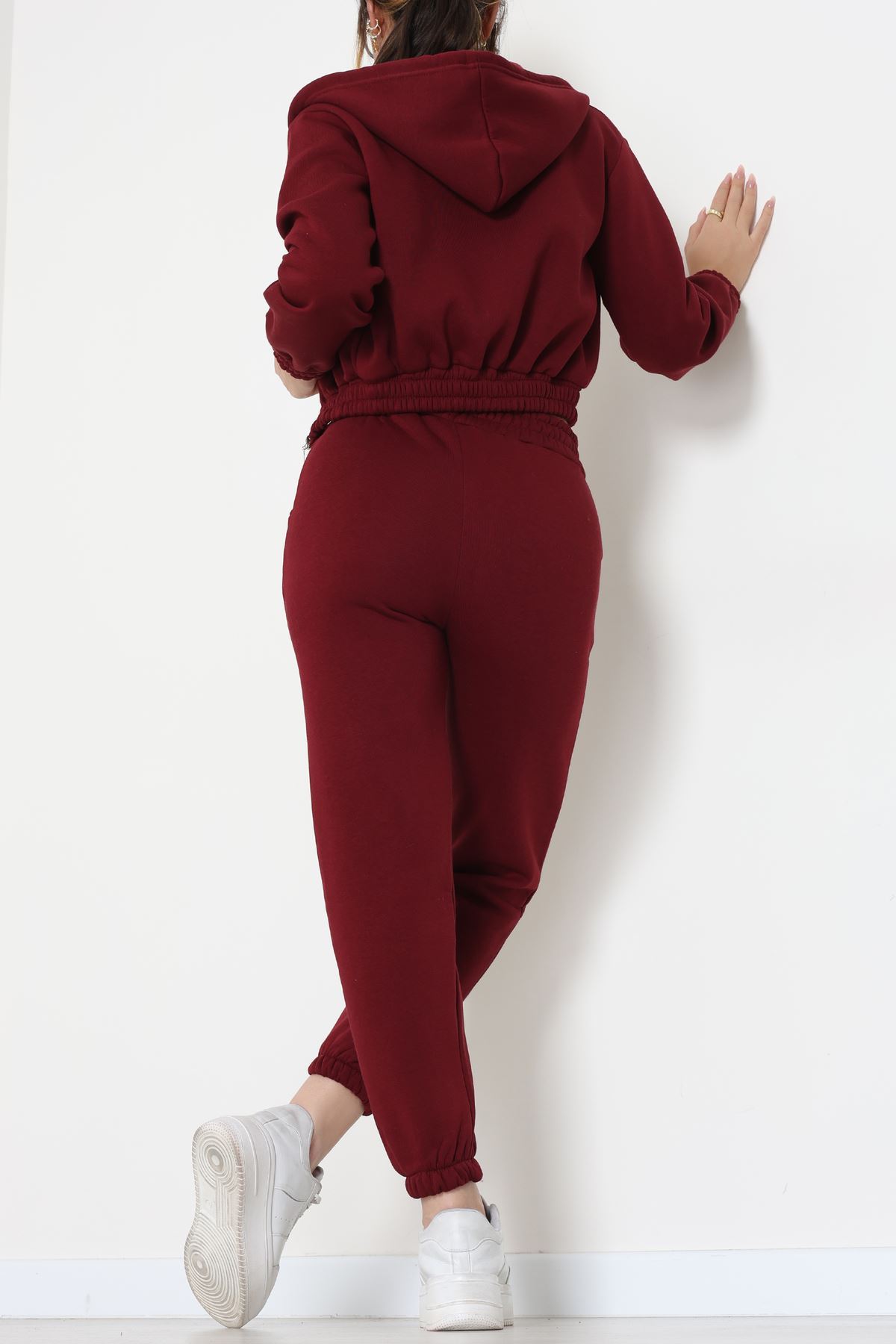 3 İplik Crop Eşofman Takımı Bordo - 50913.1878.