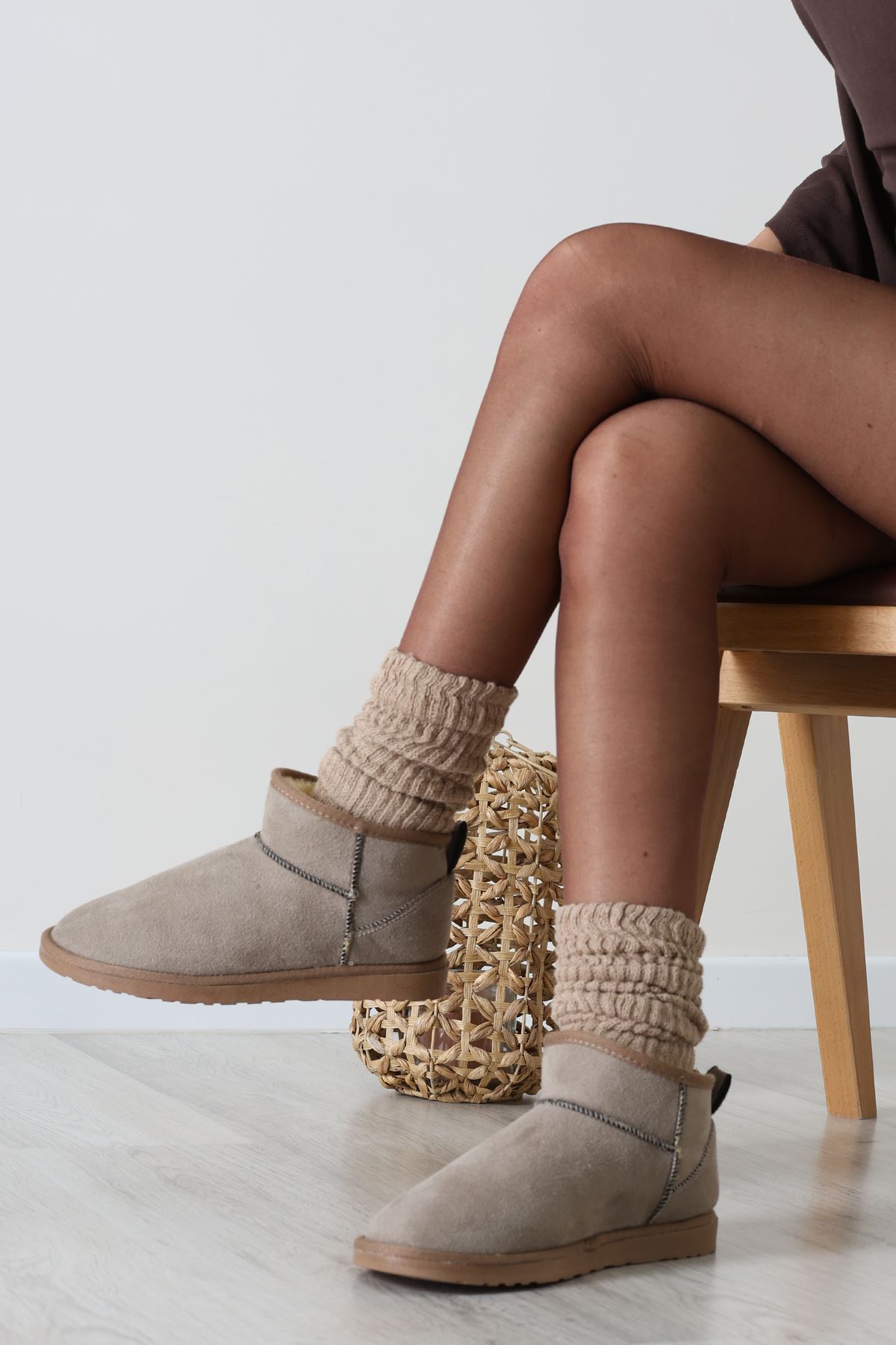 Mini Boy Süet Bot Vizon - 31435.1932.