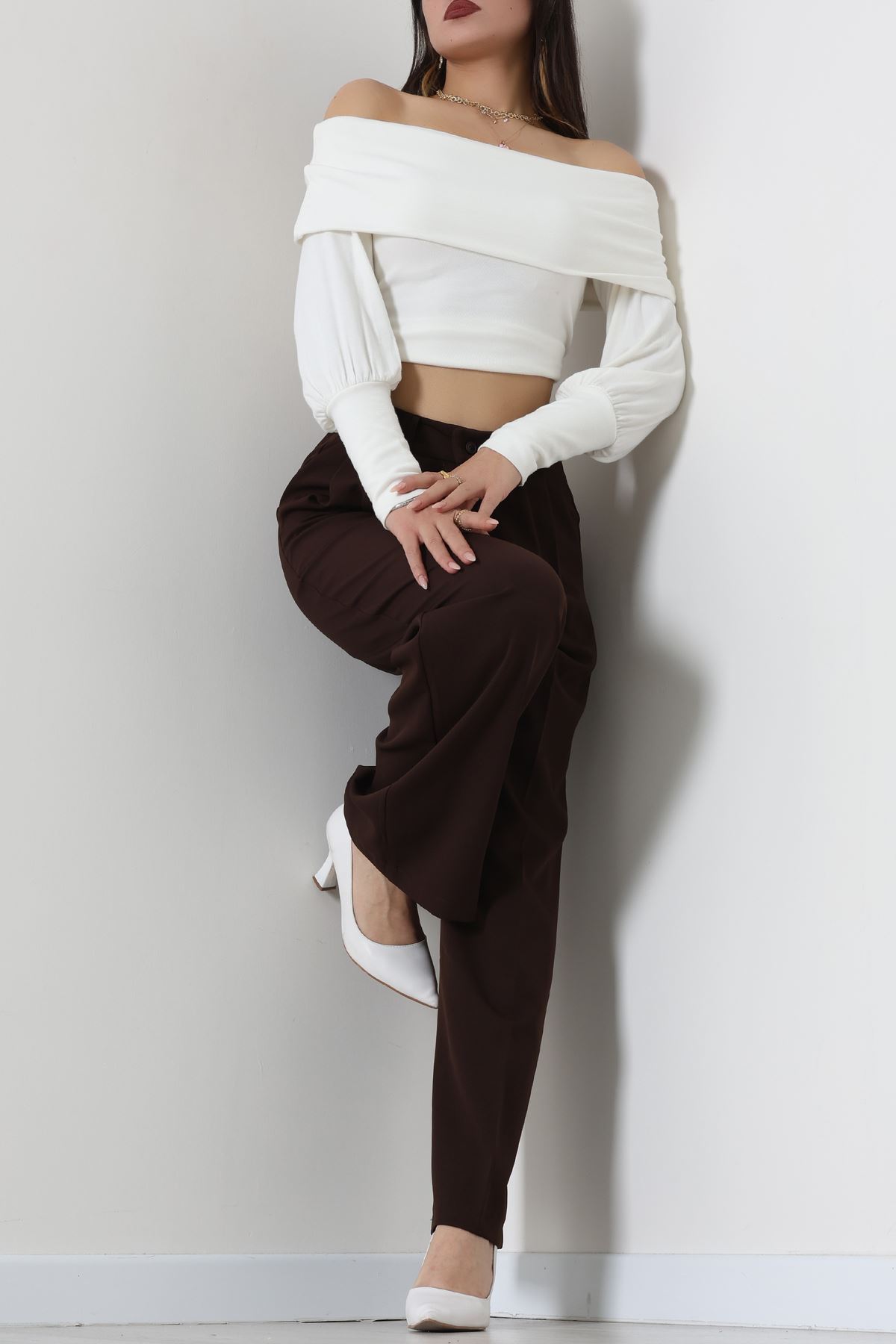 Dabıl Kumaş Lastikli Pantolon Acıkahve - 51612.683.