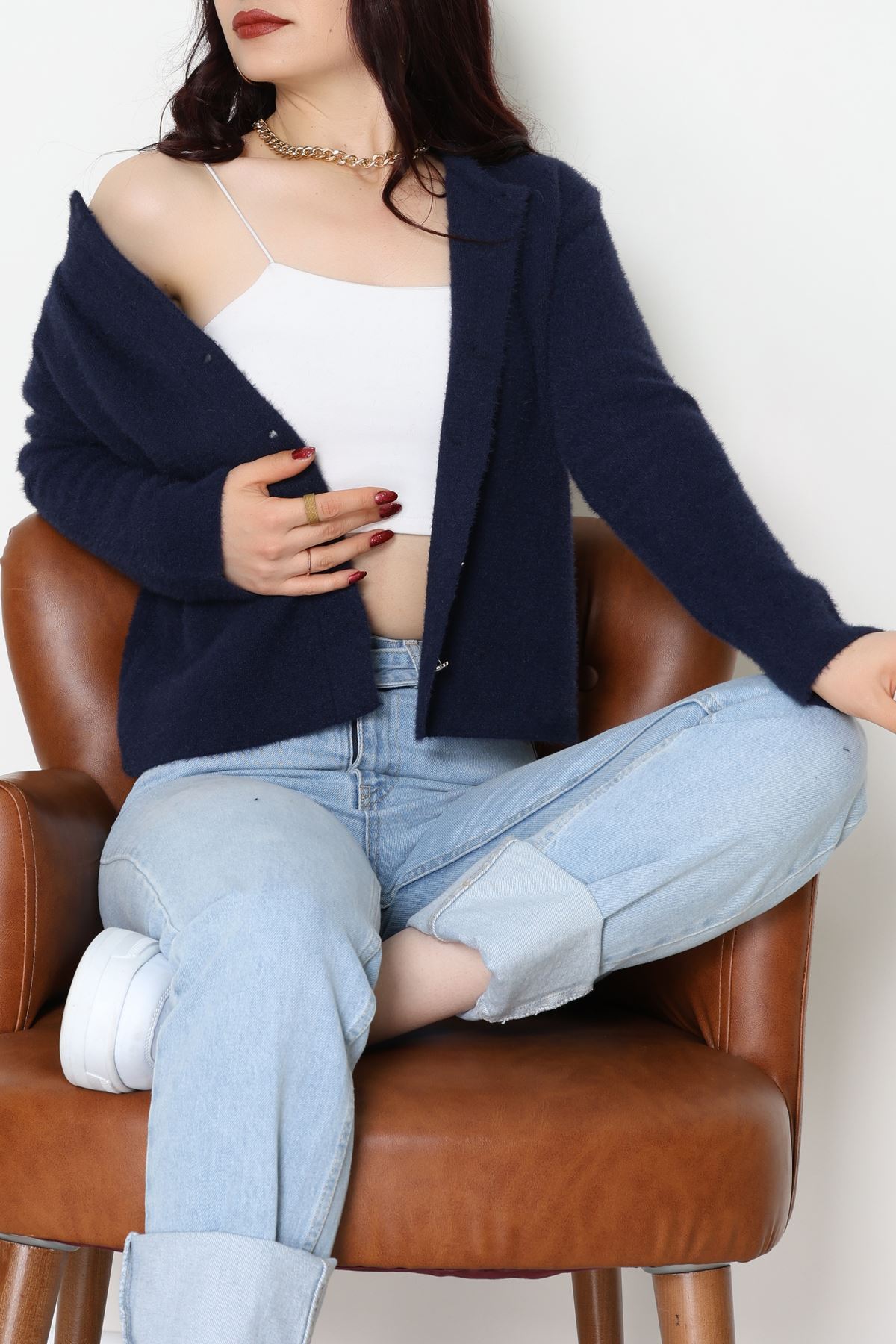 Yumuşak Dokulu Hırka Lacivert - 70884.1765.