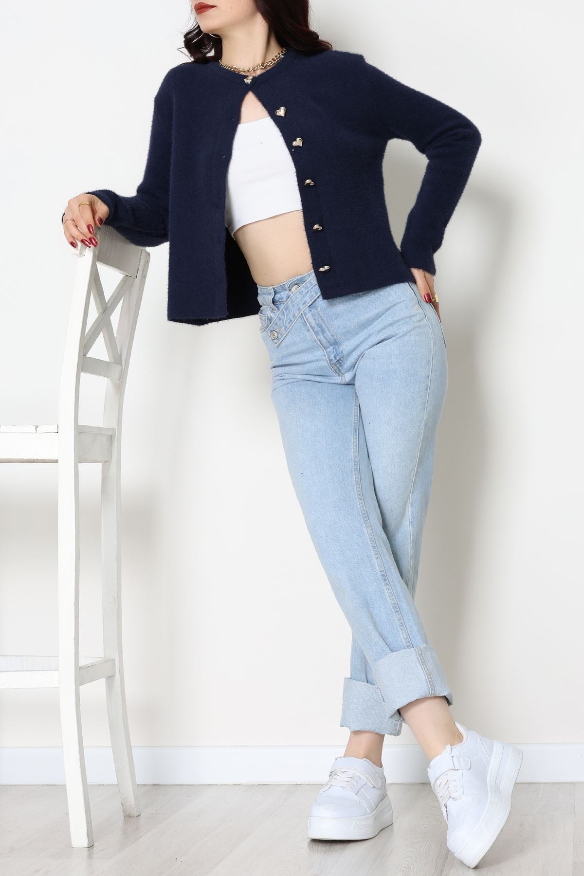 Yumuşak Dokulu Hırka Lacivert - 70884.1765.