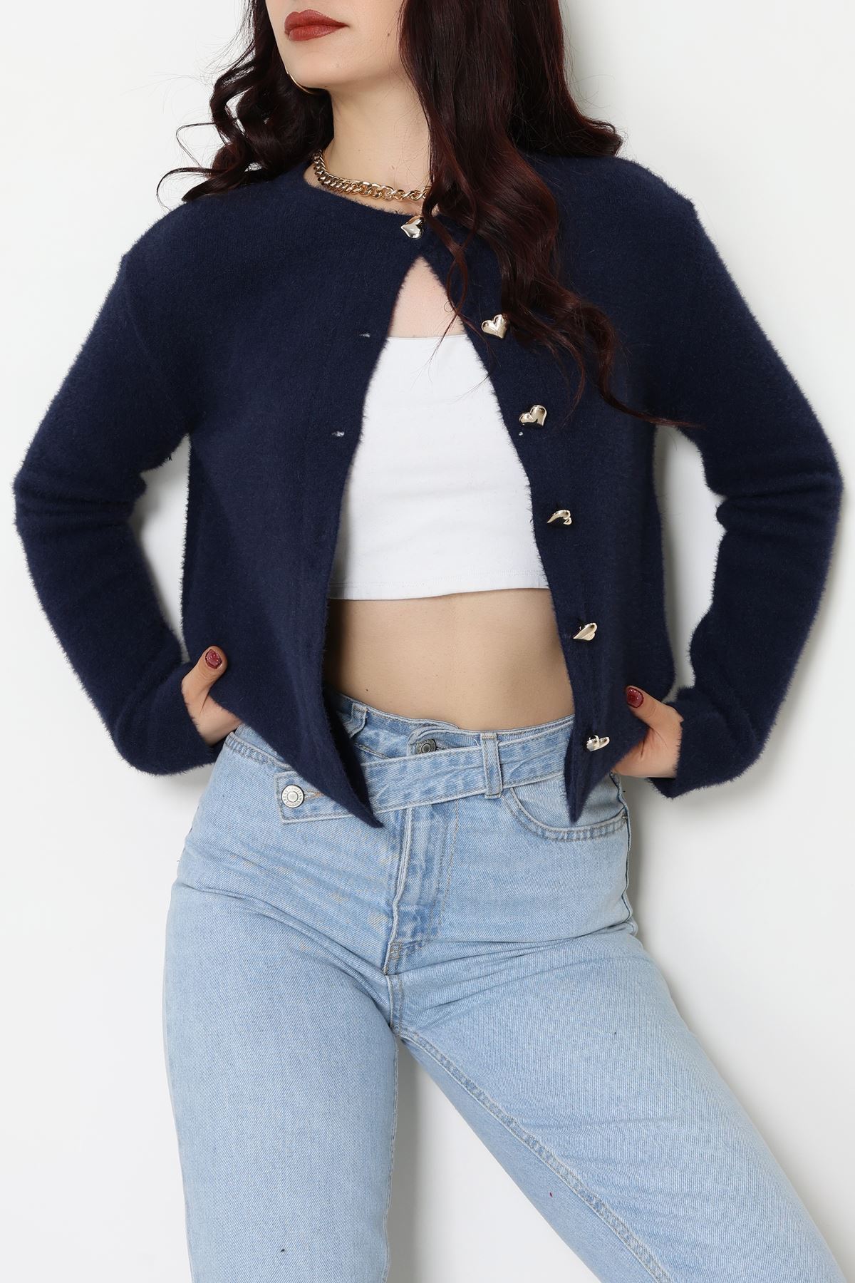 Yumuşak Dokulu Hırka Lacivert - 70884.1765.