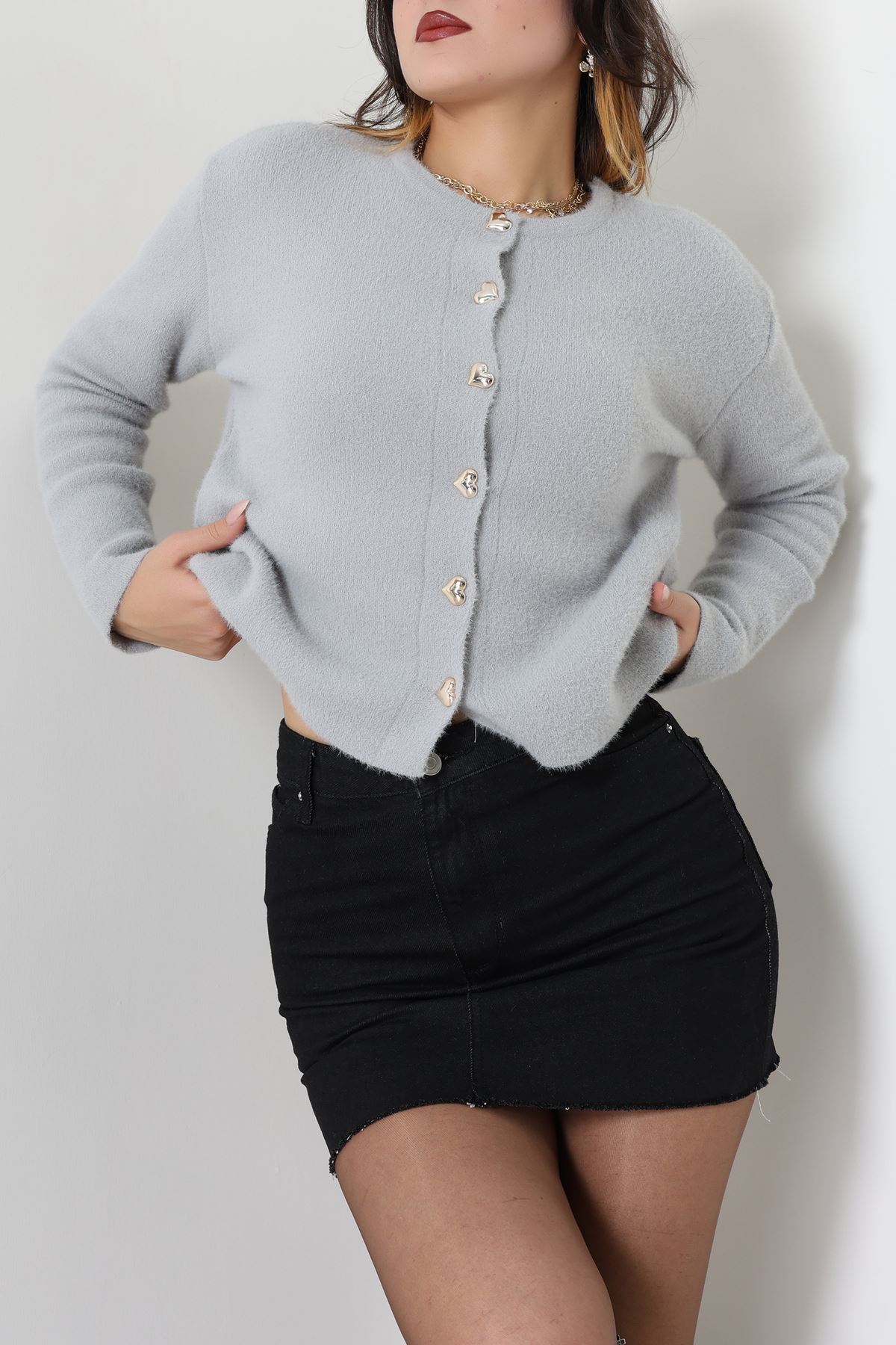 Yumuşak Dokulu Hırka Gri - 70884.1765.