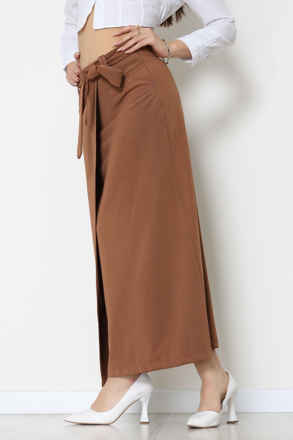 Ottoman Kuşaklı Etek Açıkkahve - 60623.2126.