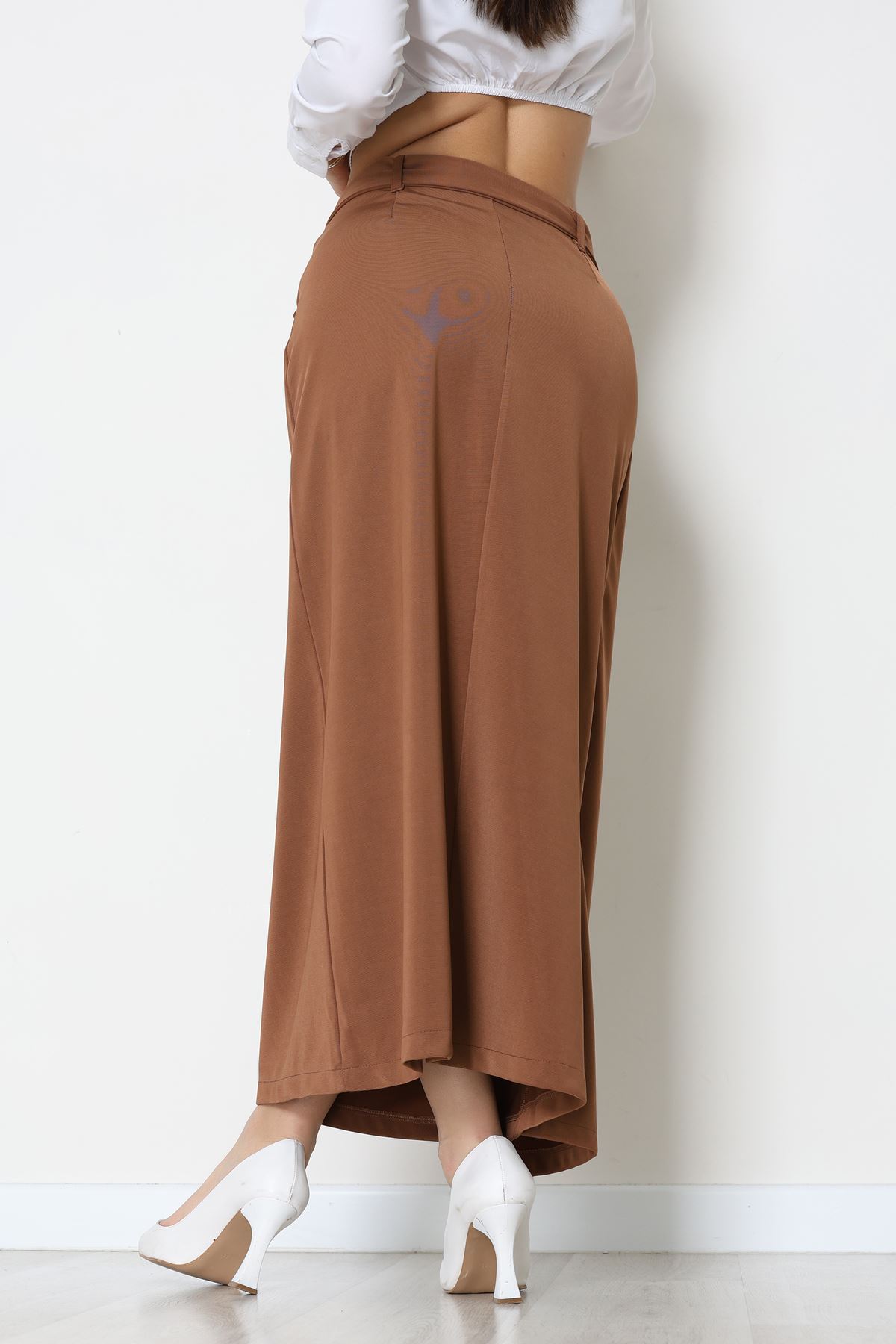 Ottoman Kuşaklı Etek Açıkkahve - 60623.2126.