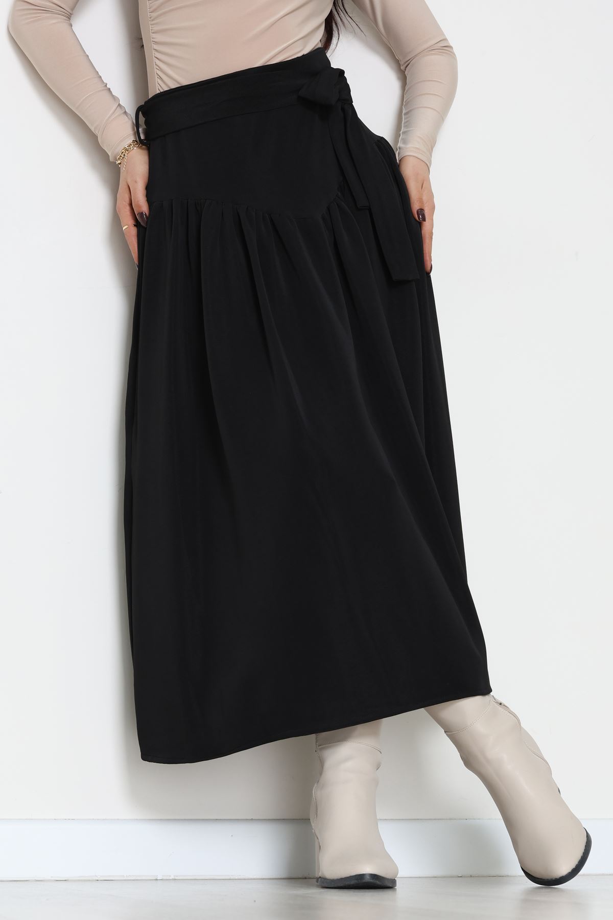 Kuşaklı Etek Siyah - 6999.2126.