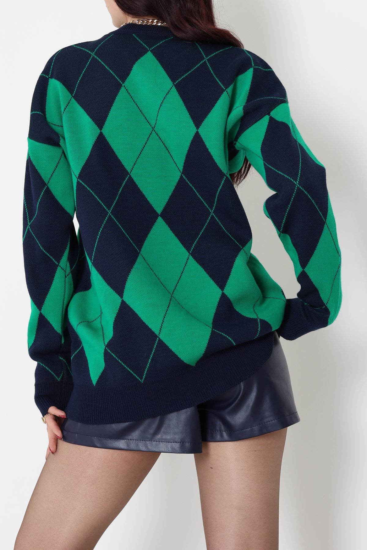 Etnik Desen Triko Lacivertyeşil - 3027.1577.