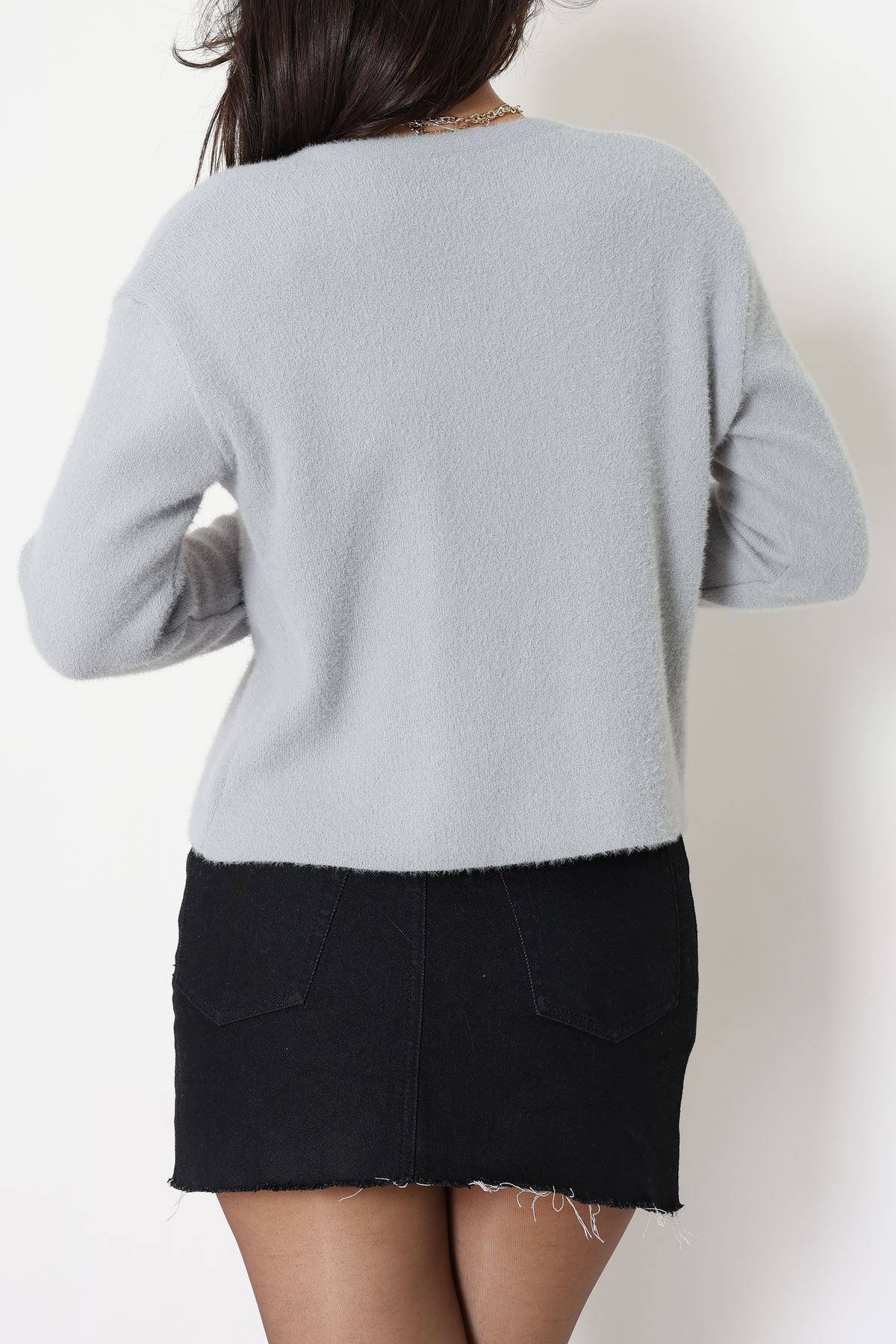 Yumuşak Dokulu Hırka Gri - 70884.1765.