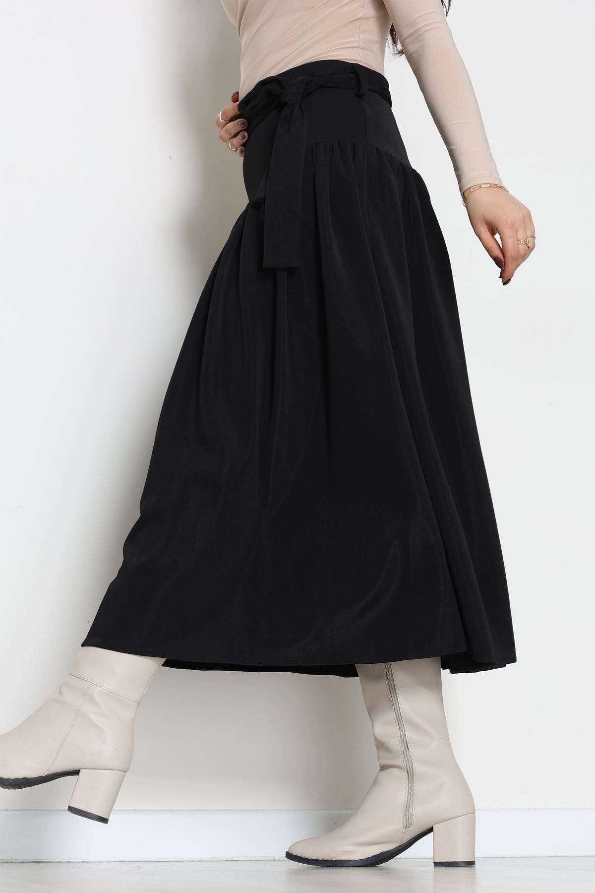 Kuşaklı Etek Siyah - 6999.2126.