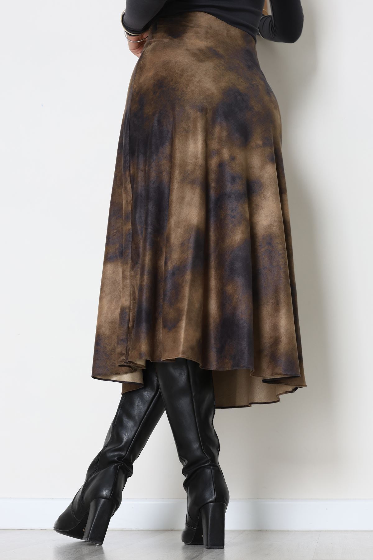 Desenli Süet Etek Haki - 6984.2126.