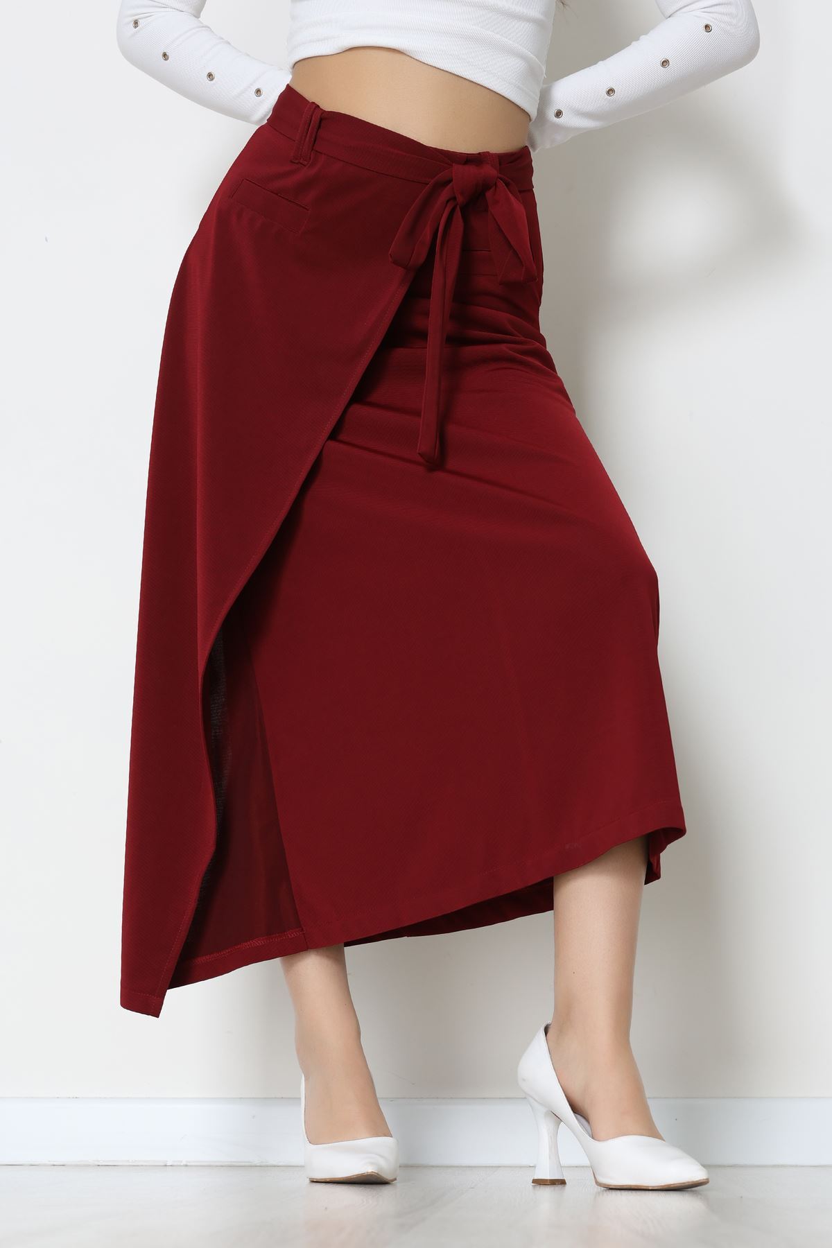 Ottoman Kuşaklı Etek Bordo - 60623.2126.