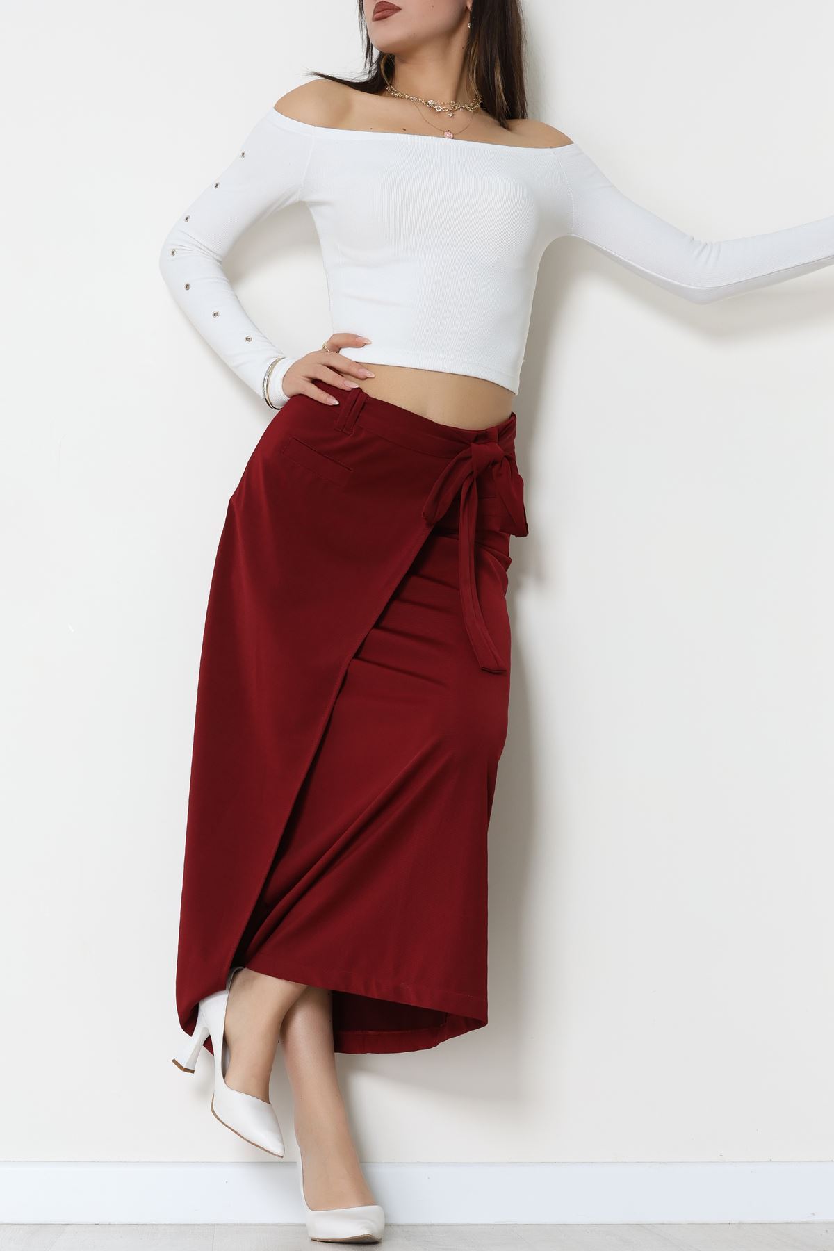 Ottoman Kuşaklı Etek Bordo - 60623.2126.