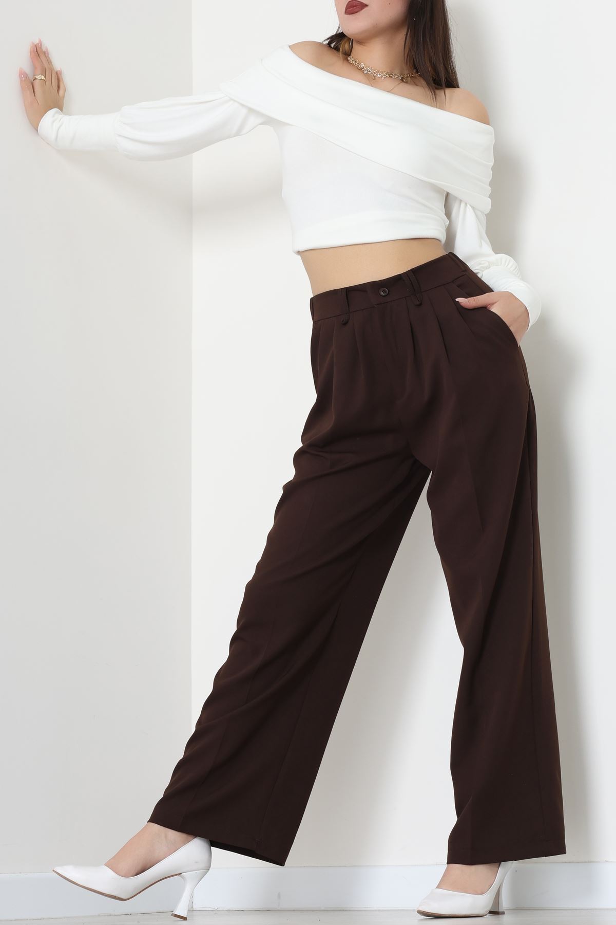 Dabıl Kumaş Lastikli Pantolon Acıkahve - 51612.683.