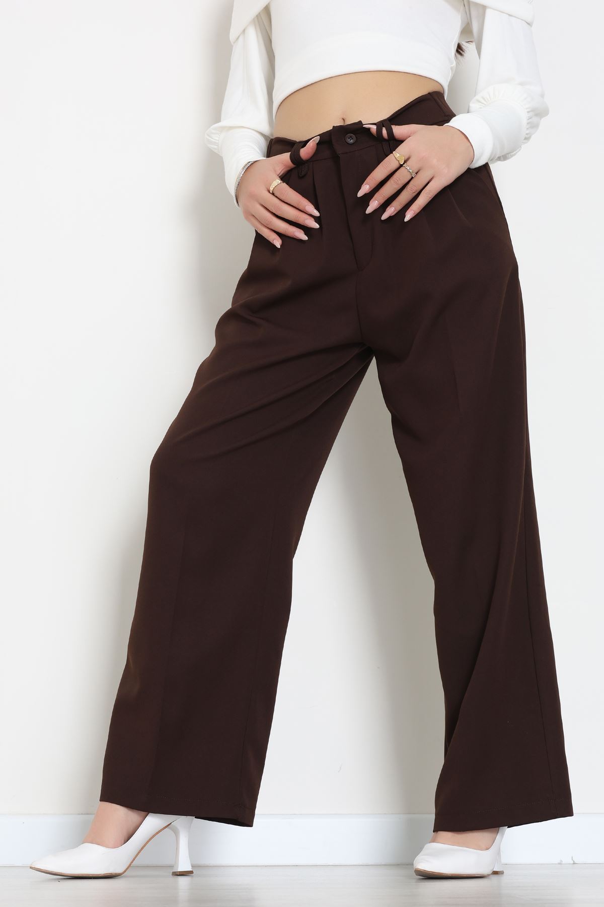 Dabıl Kumaş Lastikli Pantolon Acıkahve - 51612.683.