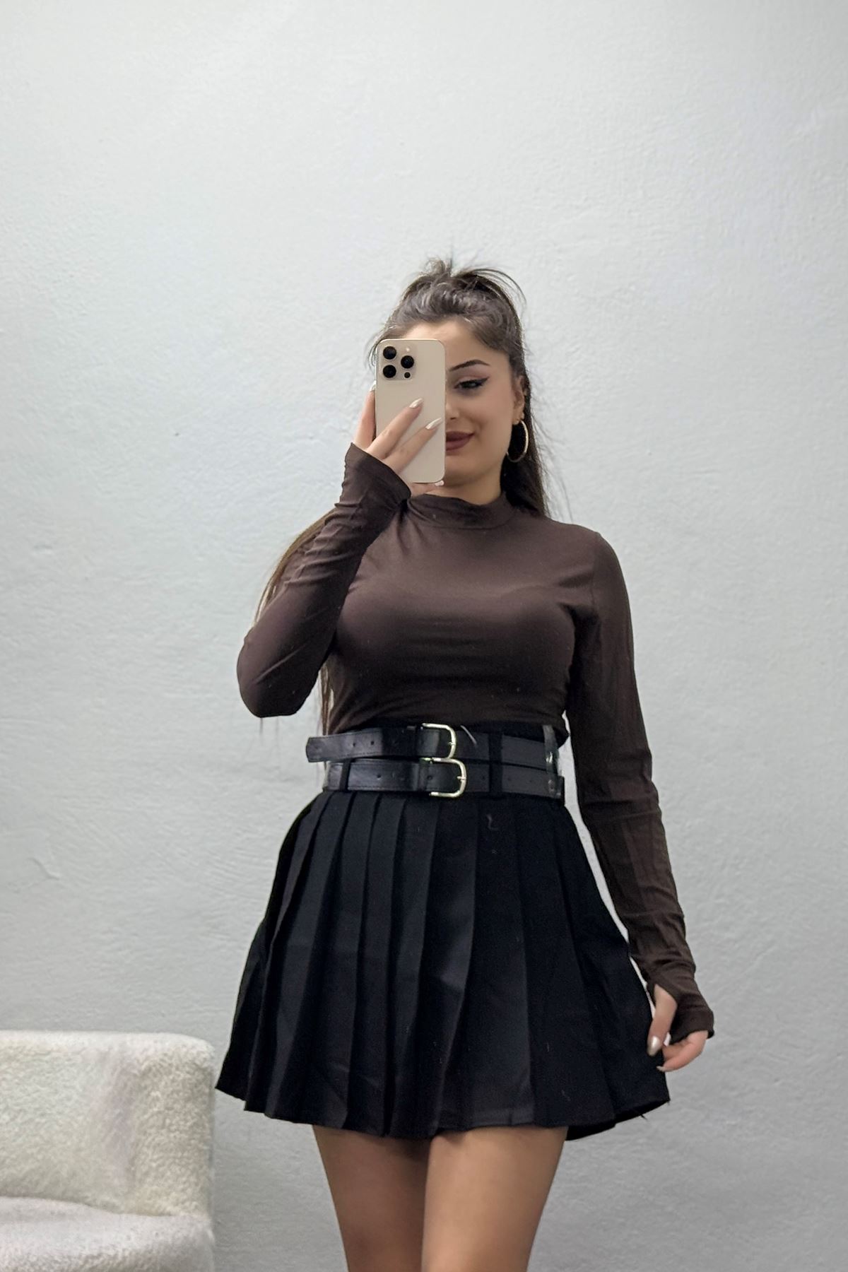 Parmak Geçmeli Bluz Kahve - 21756.200.