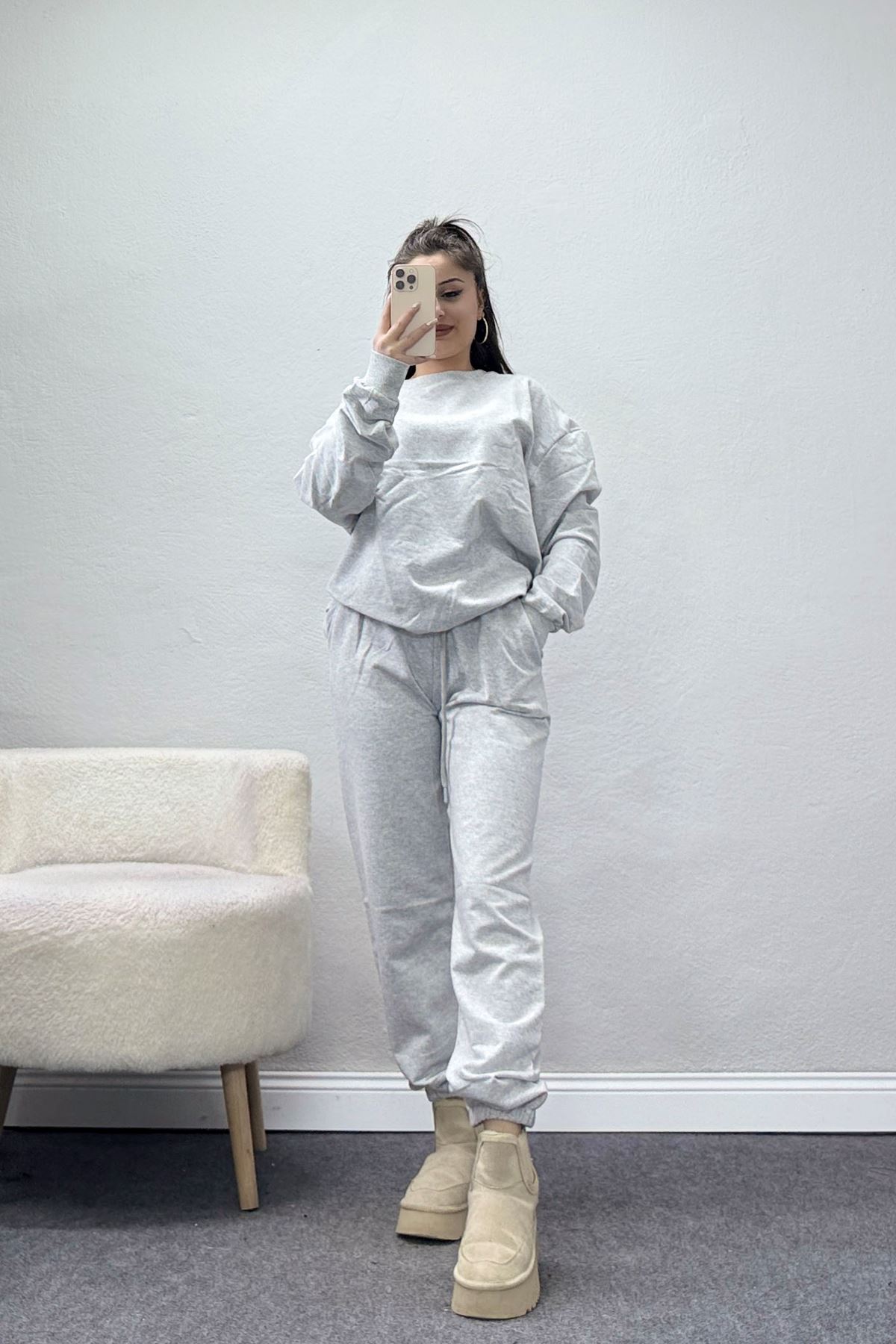 Armalı Eşofman Takımı Gri - 20087.1857.