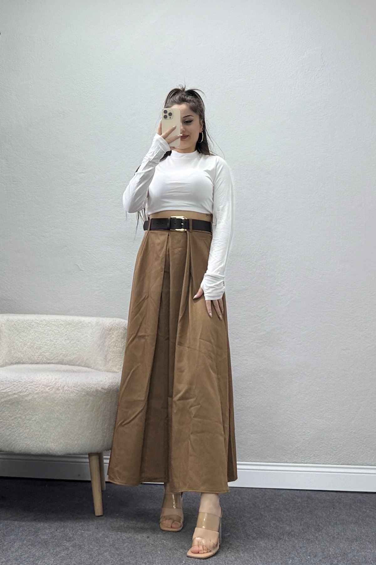 Fast Pery Kemerli Etek Camel - 3360.1995.