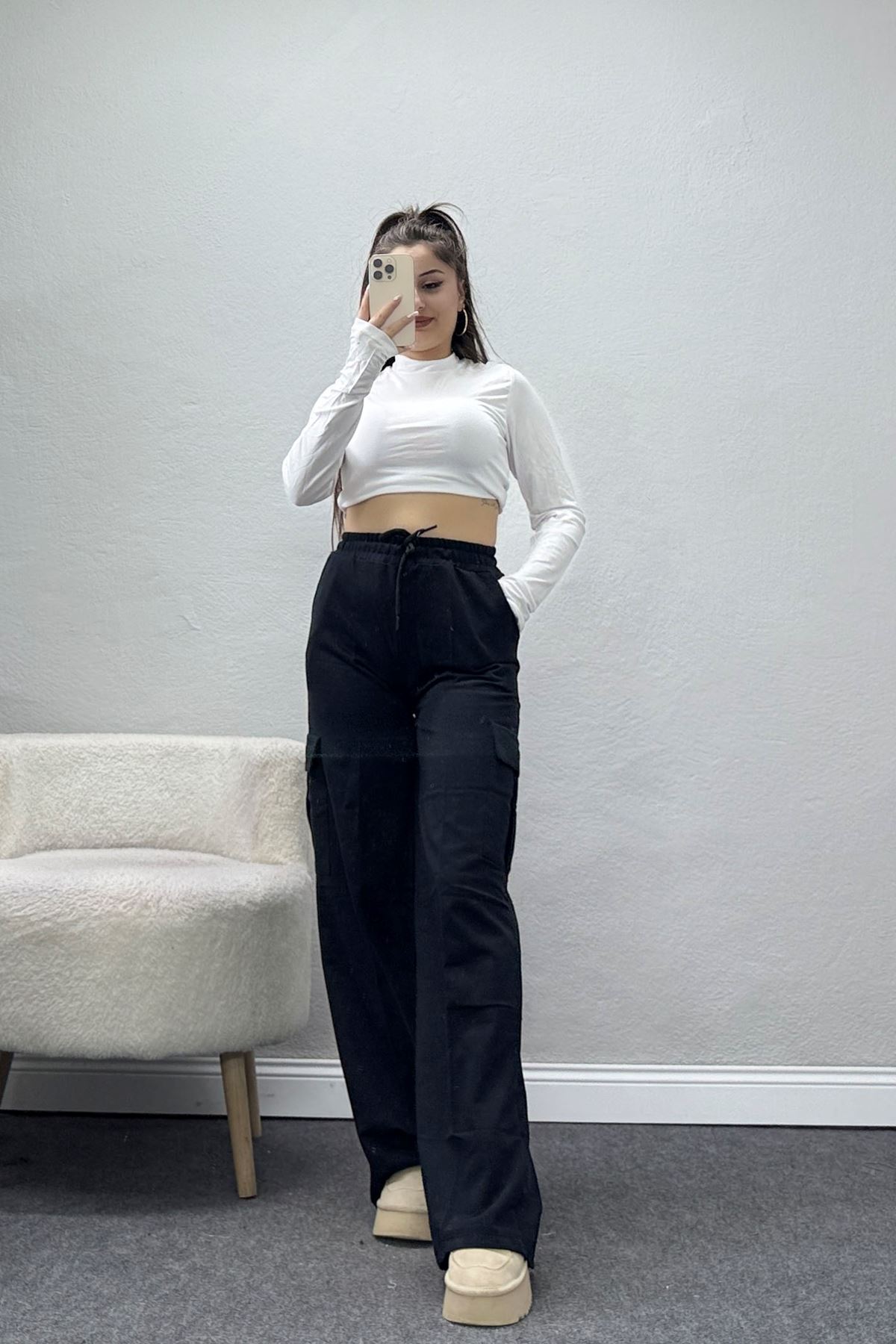 Kargo Cepli Eşofman Altı Siyah - 52131.1857.