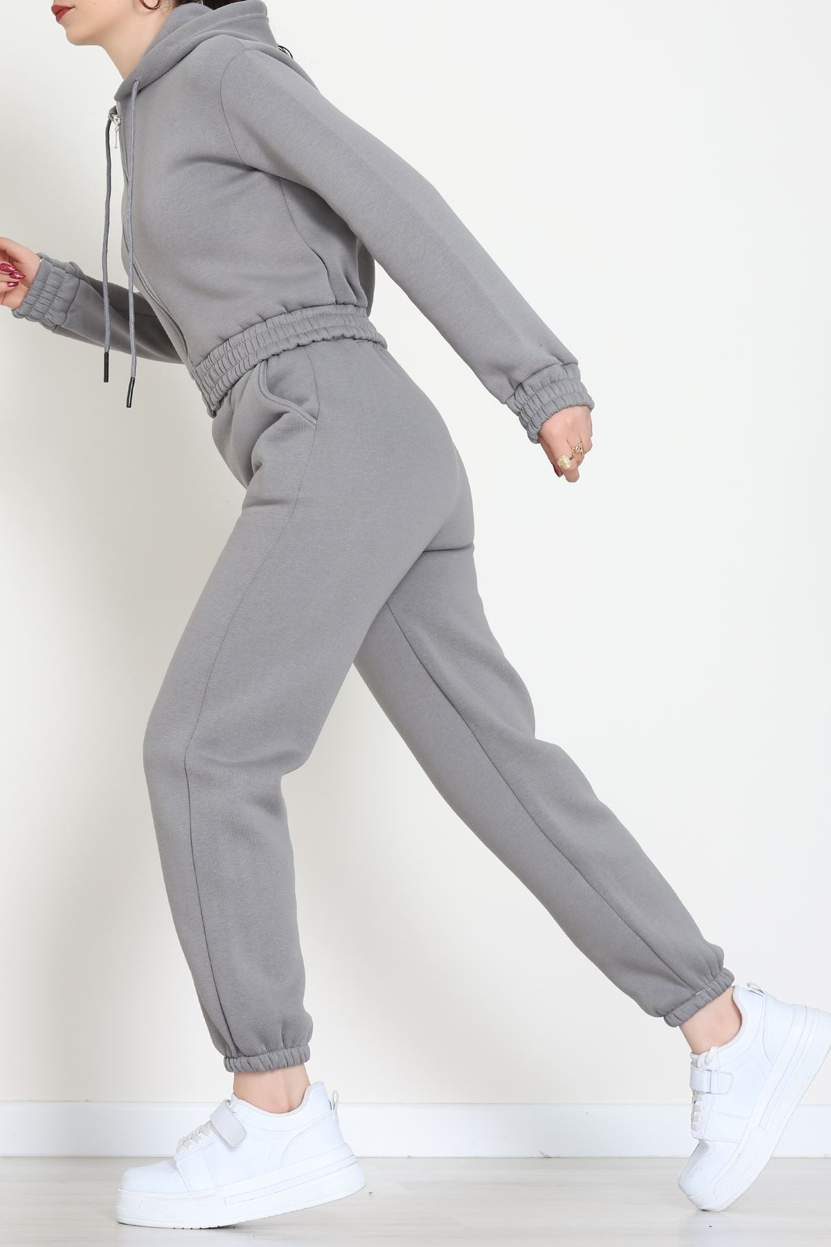 3 İplik Crop Eşofman Takımı Antrasit - 50913.1878.