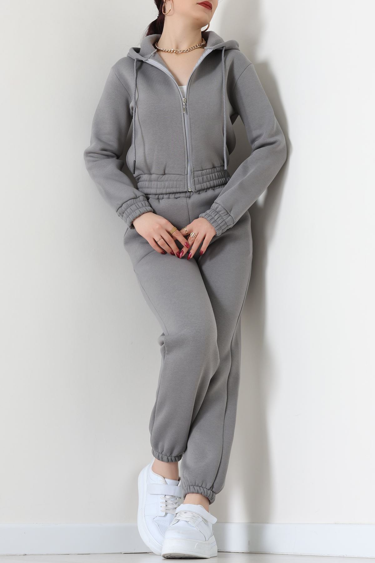 3 İplik Crop Eşofman Takımı Antrasit - 50913.1878.