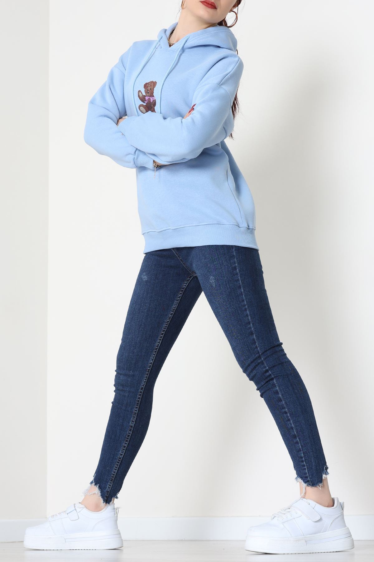 3 İplik Kapşonlu Baskılı Sweat Bebemavi - 42229.1878.
