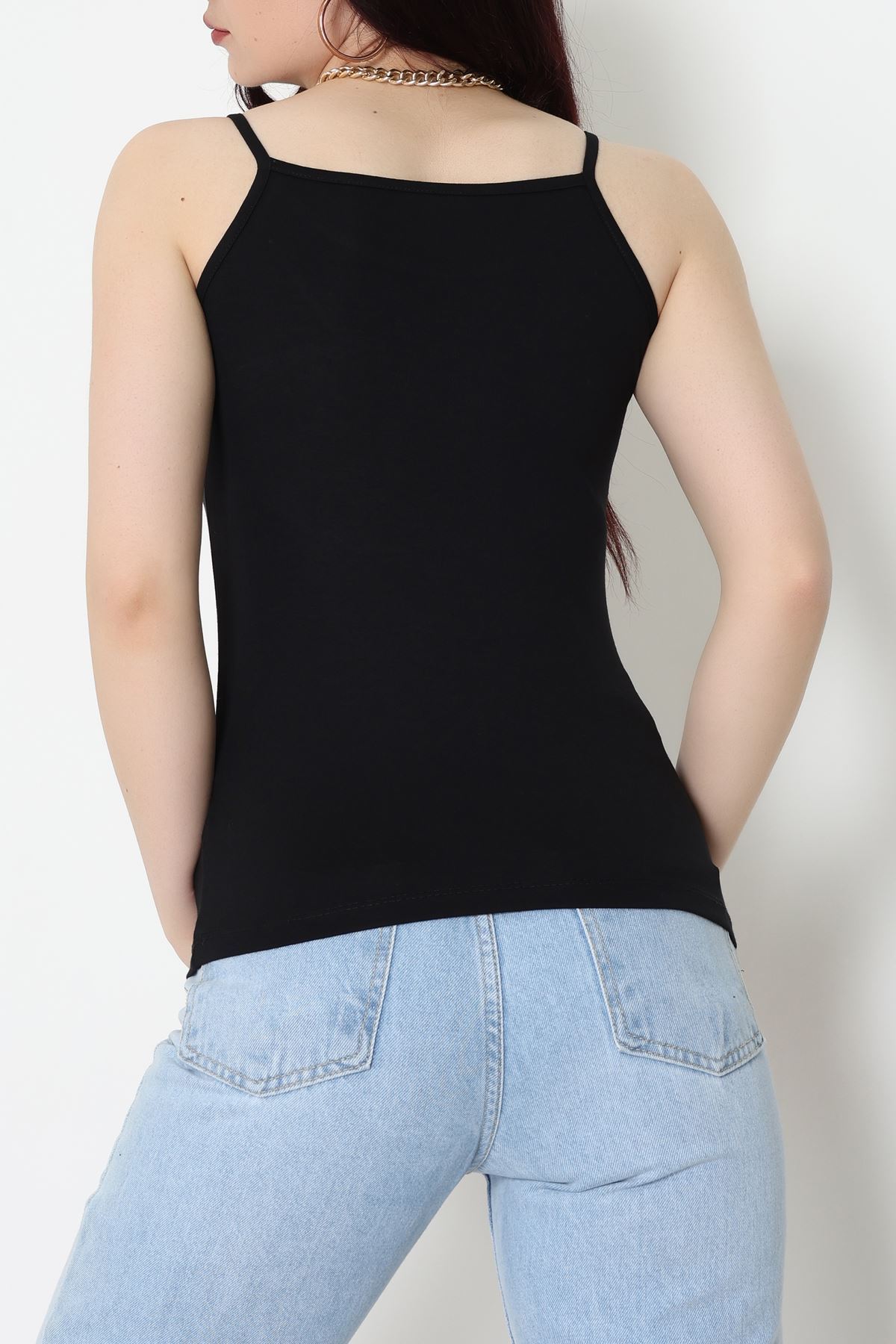 Viskon İp Askılı Atlet Siyah - 6500.2127.