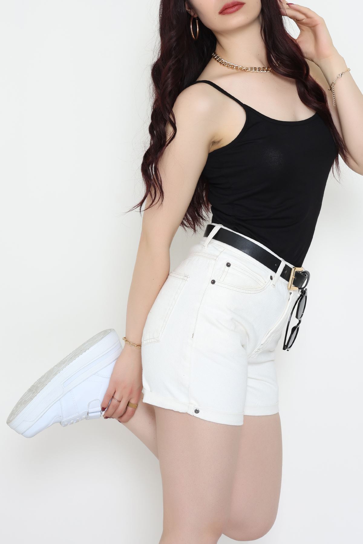 Viskon İp Askılı Çıtçıtlı Atlet Siyah - 3500.2127.