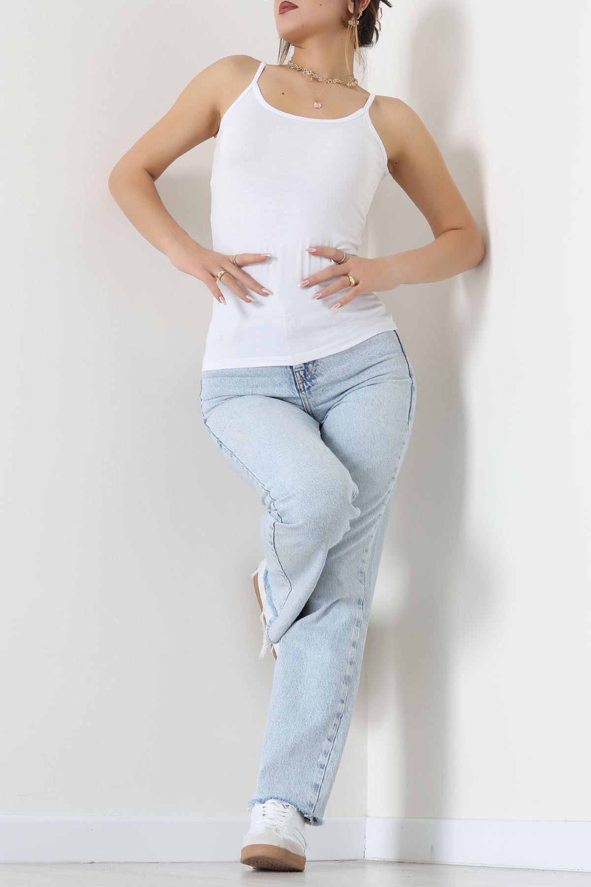 Viskon İp Askılı Atlet Beyaz - 6500.2127.