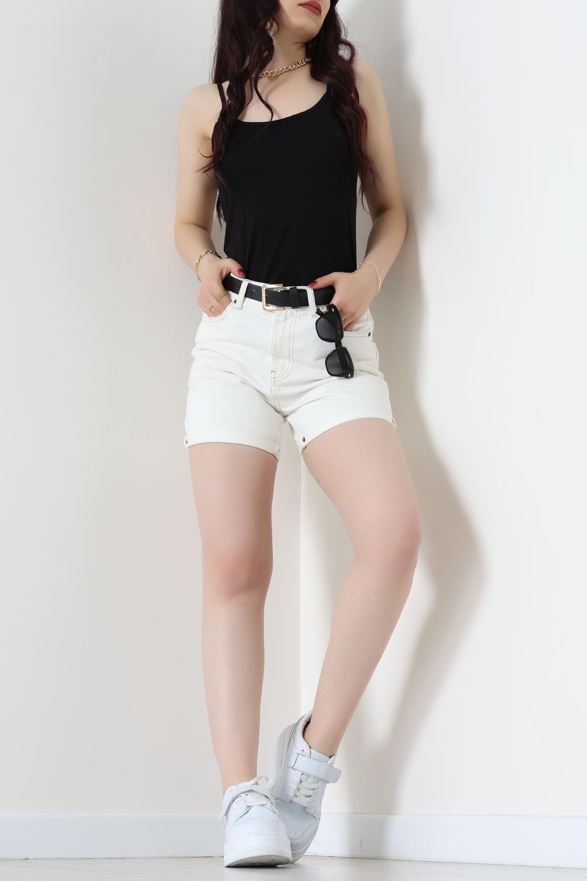 Viskon İp Askılı Çıtçıtlı Atlet Siyah - 3500.2127.