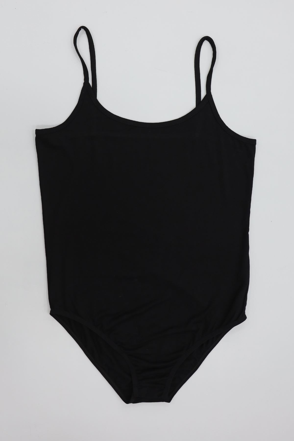 Viskon İp Askılı Çıtçıtlı Atlet Siyah - 3500.2127.