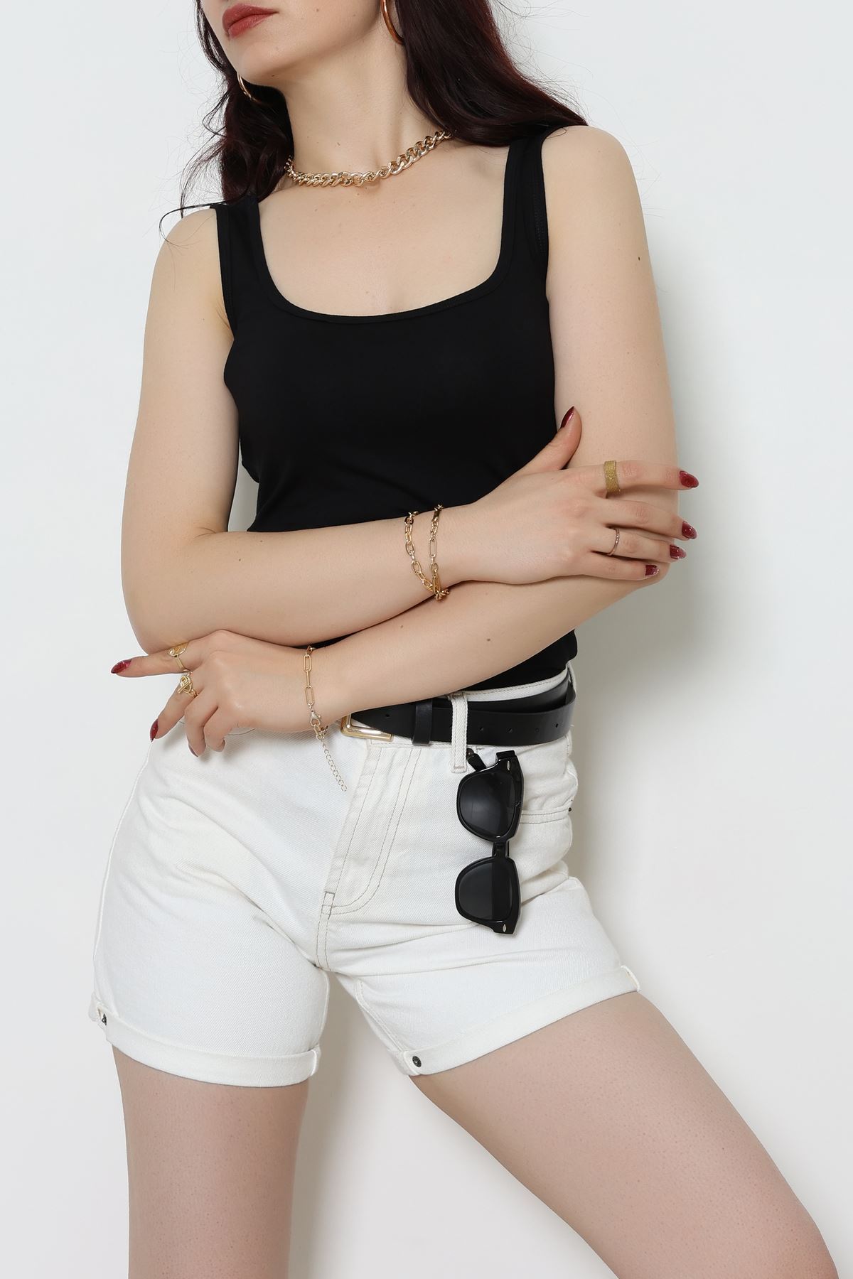 Viskon Kare Yaka Çıtçıtlı Body Siyah - 70882.2127.